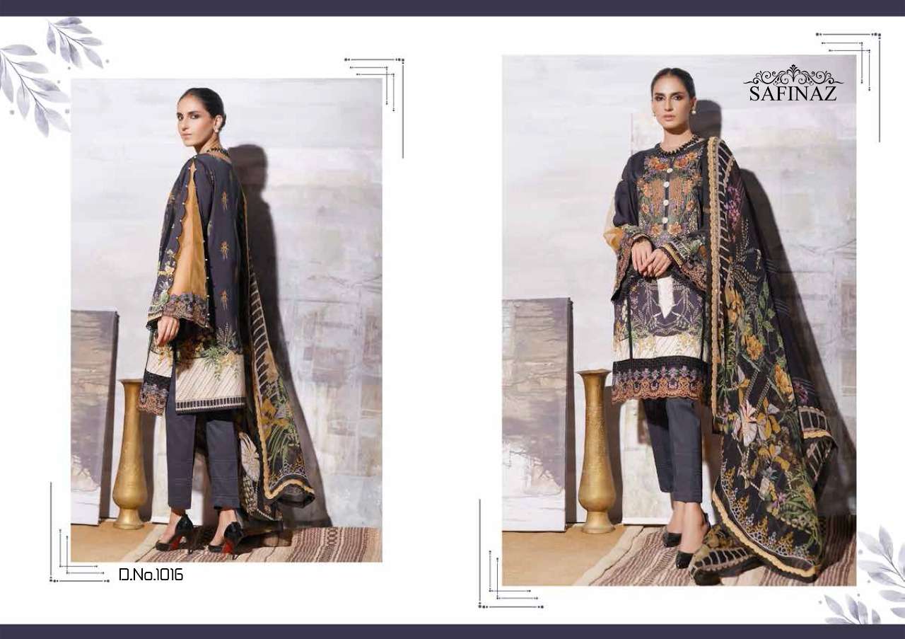 FIRDOUS VOL-5 BY SAFINAZ 1013 TO 1016 SERIES BEAUTIFUL PAKISTANI SUITS STYLISH FANCY COLORFUL PARTY WEAR & OCCASIONAL WEAR PURE CAMBRIC COTTON PRINT WITH EMBROIDERY DRESSES AT WHOLESALE PRICE