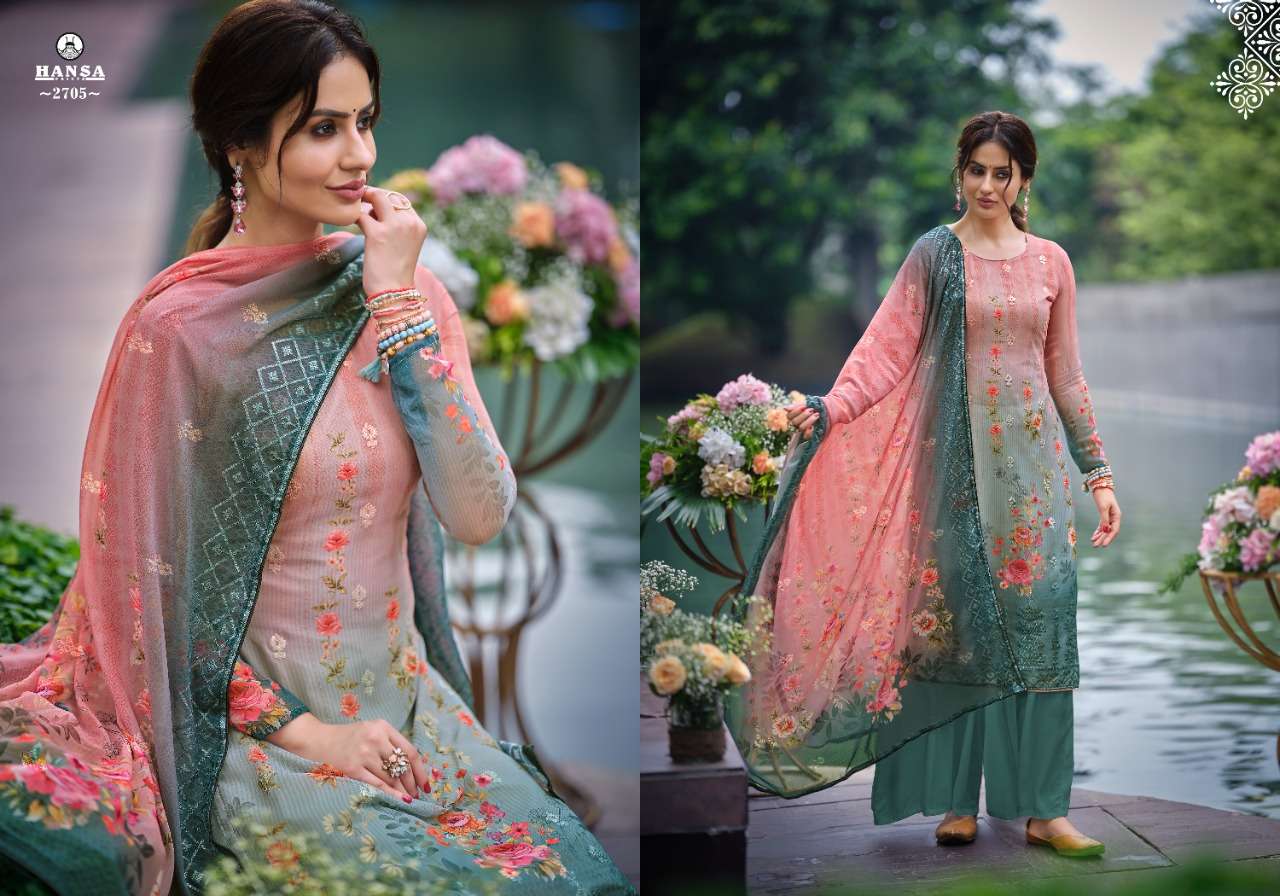 HUSNA ARA SAHELI BY HANSA PRINTS 2701 TO 2706 SERIES BEAUTIFUL STYLISH PAKISATNI SUITS FANCY COLORFUL CASUAL WEAR & ETHNIC WEAR & READY TO WEAR GEORGETTE DIGITAL PRINT WITH ARI WORK DRESSES AT WHOLESALE PRICE