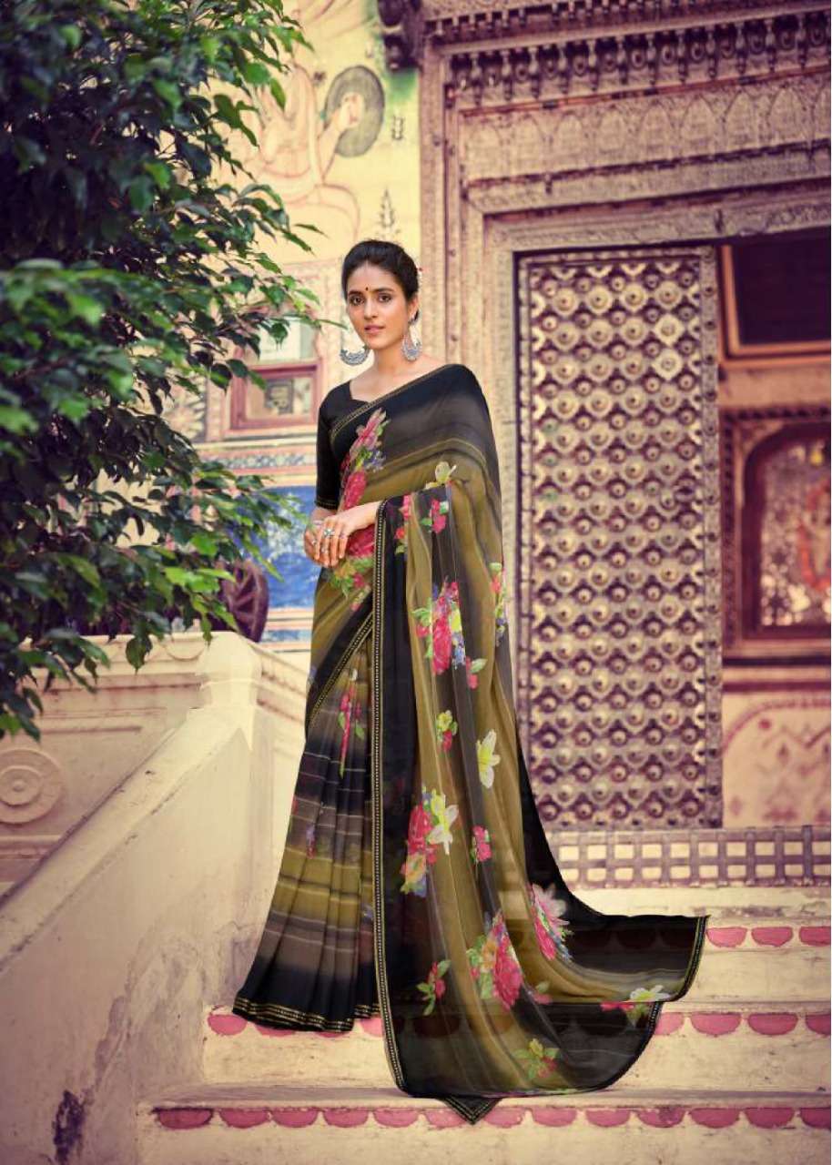 JANKI BY KASHVI CREATION 98001 TO 98010 SERIES INDIAN TRADITIONAL WEAR COLLECTION BEAUTIFUL STYLISH FANCY COLORFUL PARTY WEAR & OCCASIONAL WEAR CHIFFON SAREES AT WHOLESALE PRICE