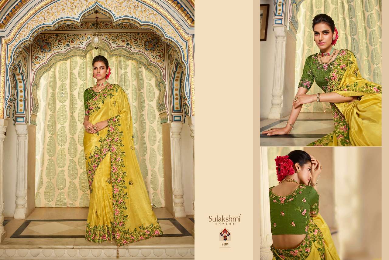 RIVAZ BY SULAKSHMI 7001 TO 7012 SERIES INDIAN TRADITIONAL WEAR COLLECTION BEAUTIFUL STYLISH FANCY COLORFUL PARTY WEAR & OCCASIONAL WEAR FANCY SAREES AT WHOLESALE PRICE