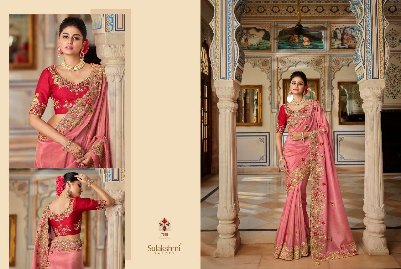 RIVAZ BY SULAKSHMI 7001 TO 7012 SERIES INDIAN TRADITIONAL WEAR COLLECTION BEAUTIFUL STYLISH FANCY COLORFUL PARTY WEAR & OCCASIONAL WEAR FANCY SAREES AT WHOLESALE PRICE