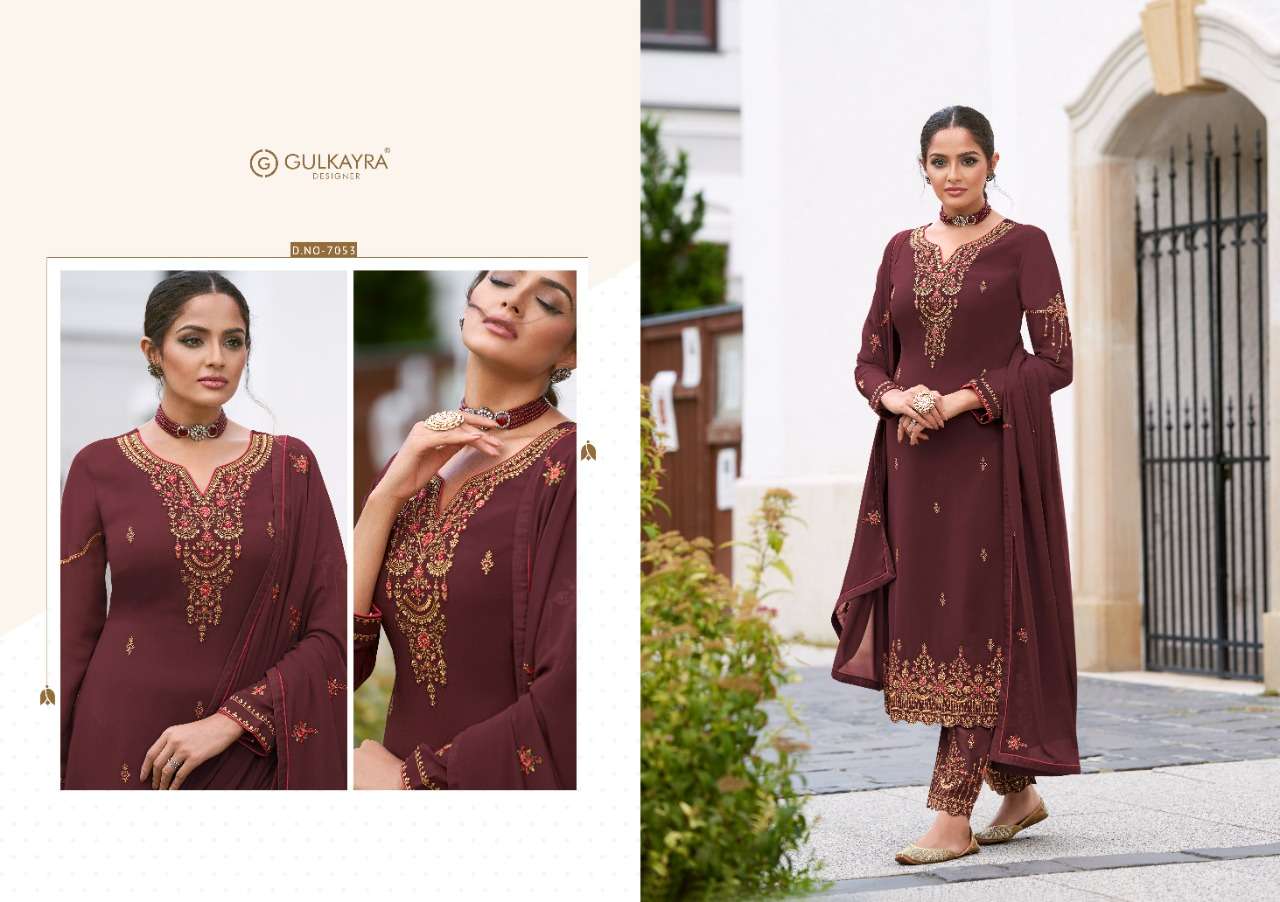 RUHI BY GULKAYRA DESIGNER 7051 TO 7056 SERIES BEAUTIFUL STYLISH SUITS FANCY COLORFUL CASUAL WEAR & ETHNIC WEAR & READY TO WEAR FANCY DRESSES AT WHOLESALE PRICE