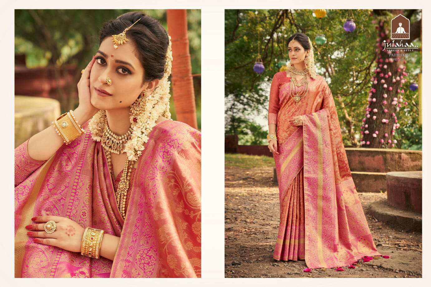 PADMAKSHI BY JULAHAA A TO E SERIES INDIAN TRADITIONAL WEAR COLLECTION BEAUTIFUL STYLISH FANCY COLORFUL PARTY WEAR & OCCASIONAL WEAR SILK SAREES AT WHOLESALE PRICE