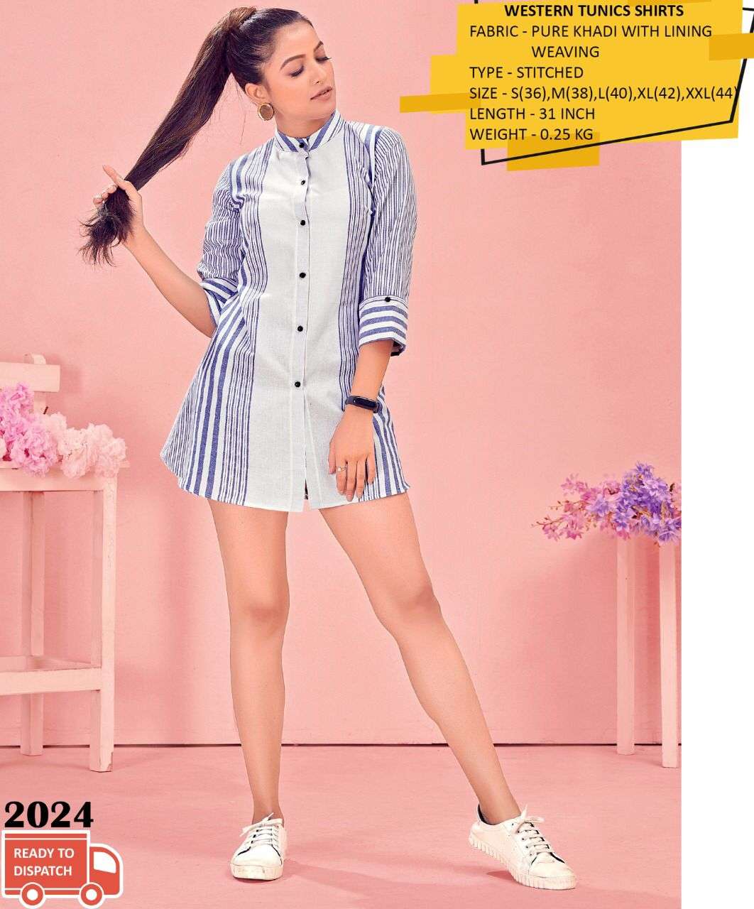 VD-068-119 BY KAAMIRI 2022 TO 2027 SERIES BEAUTIFUL COLOURFUL STYLISH DESIGNER PRINTED CASUAL WEAR READY TO WEAR KHADI TUNIC AT WHOLESALE PRICE