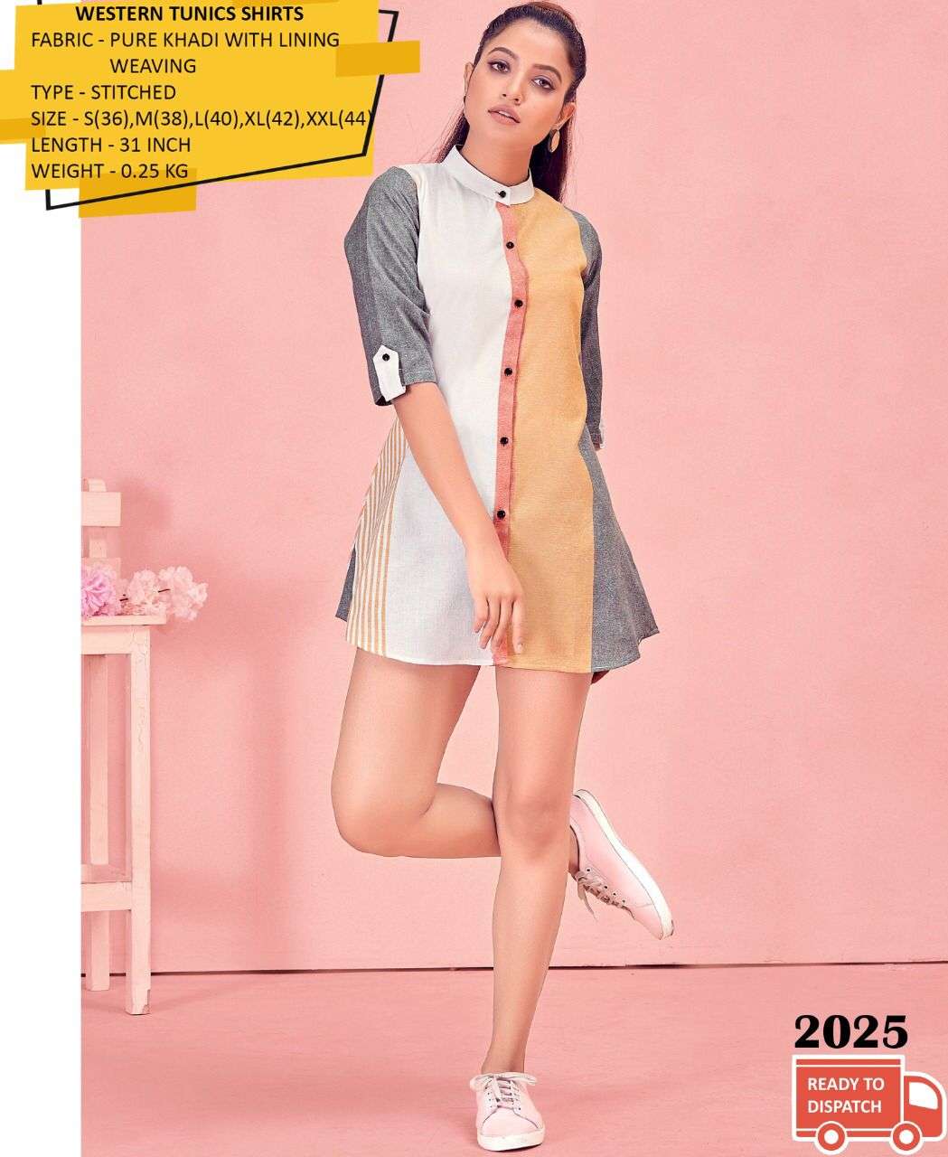 VD-068-119 BY KAAMIRI 2022 TO 2027 SERIES BEAUTIFUL COLOURFUL STYLISH DESIGNER PRINTED CASUAL WEAR READY TO WEAR KHADI TUNIC AT WHOLESALE PRICE