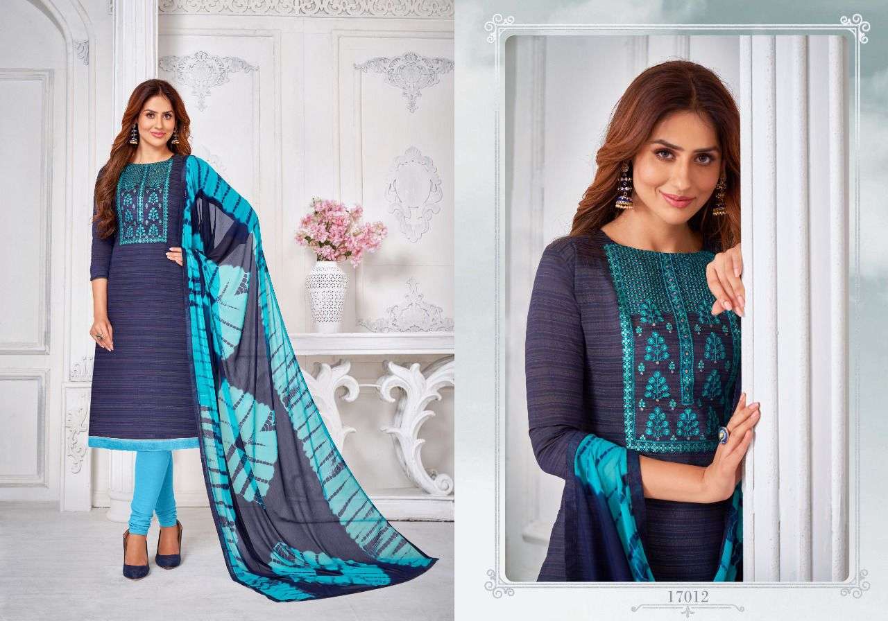 AUTOGRAPH VOL-17 BY SHAGUN LIFESTYLE 17001 TO 17012 SERIES BEAUTIFUL STYLISH SHARARA SUITS FANCY COLORFUL CASUAL WEAR & ETHNIC WEAR & READY TO WEAR SLUB WITH WORK DRESSES AT WHOLESALE PRICE