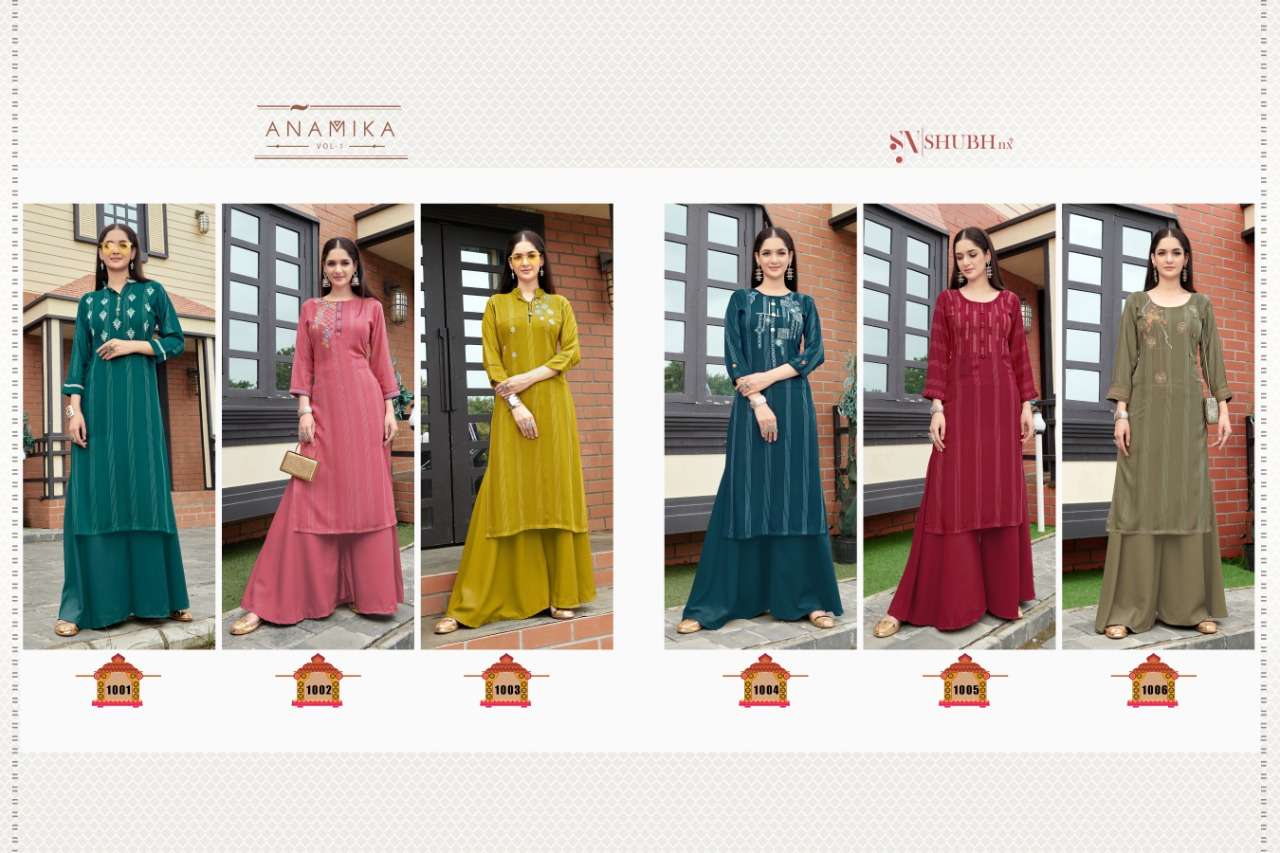 ANAMIKA BY SHUBH NX 1001 TO 1006 SERIES DESIGNER STYLISH FANCY COLORFUL BEAUTIFUL PARTY WEAR & ETHNIC WEAR COLLECTION RAYON WITH WORK KURTIS AT WHOLESALE PRICE