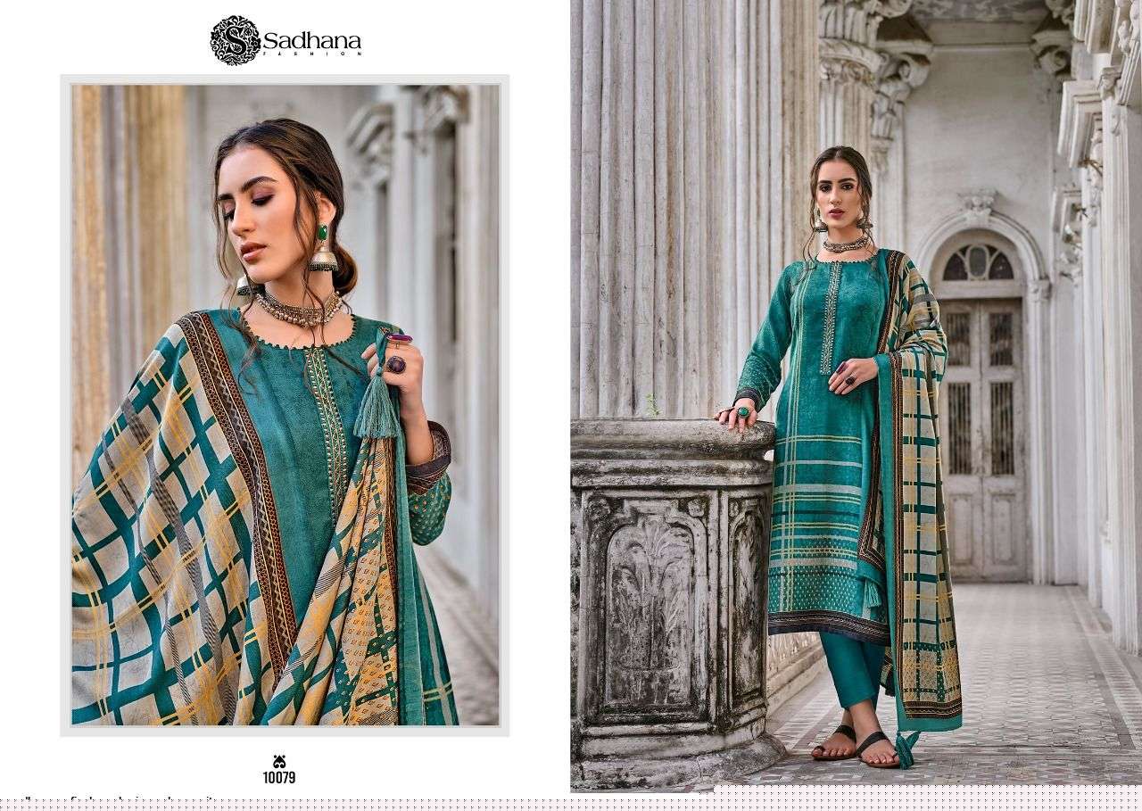 SAFIYAH BY SADHANA FASHION 10079 TO 10088 SERIES BEAUTIFUL STYLISH SHARARA SUITS FANCY COLORFUL CASUAL WEAR & ETHNIC WEAR & READY TO WEAR PURE PASHMINA PRINTED DRESSES AT WHOLESALE PRICE