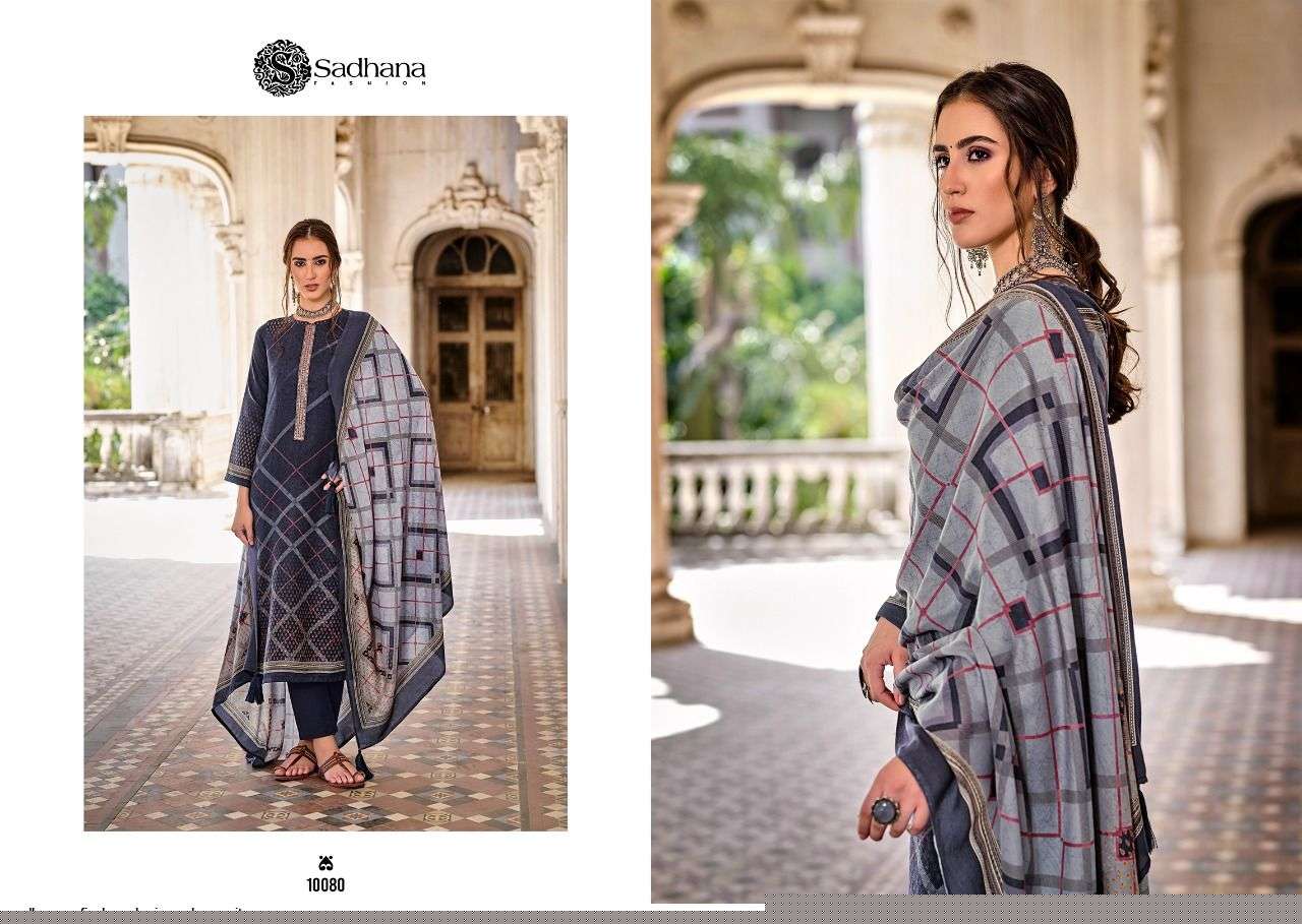 SAFIYAH BY SADHANA FASHION 10079 TO 10088 SERIES BEAUTIFUL STYLISH SHARARA SUITS FANCY COLORFUL CASUAL WEAR & ETHNIC WEAR & READY TO WEAR PURE PASHMINA PRINTED DRESSES AT WHOLESALE PRICE