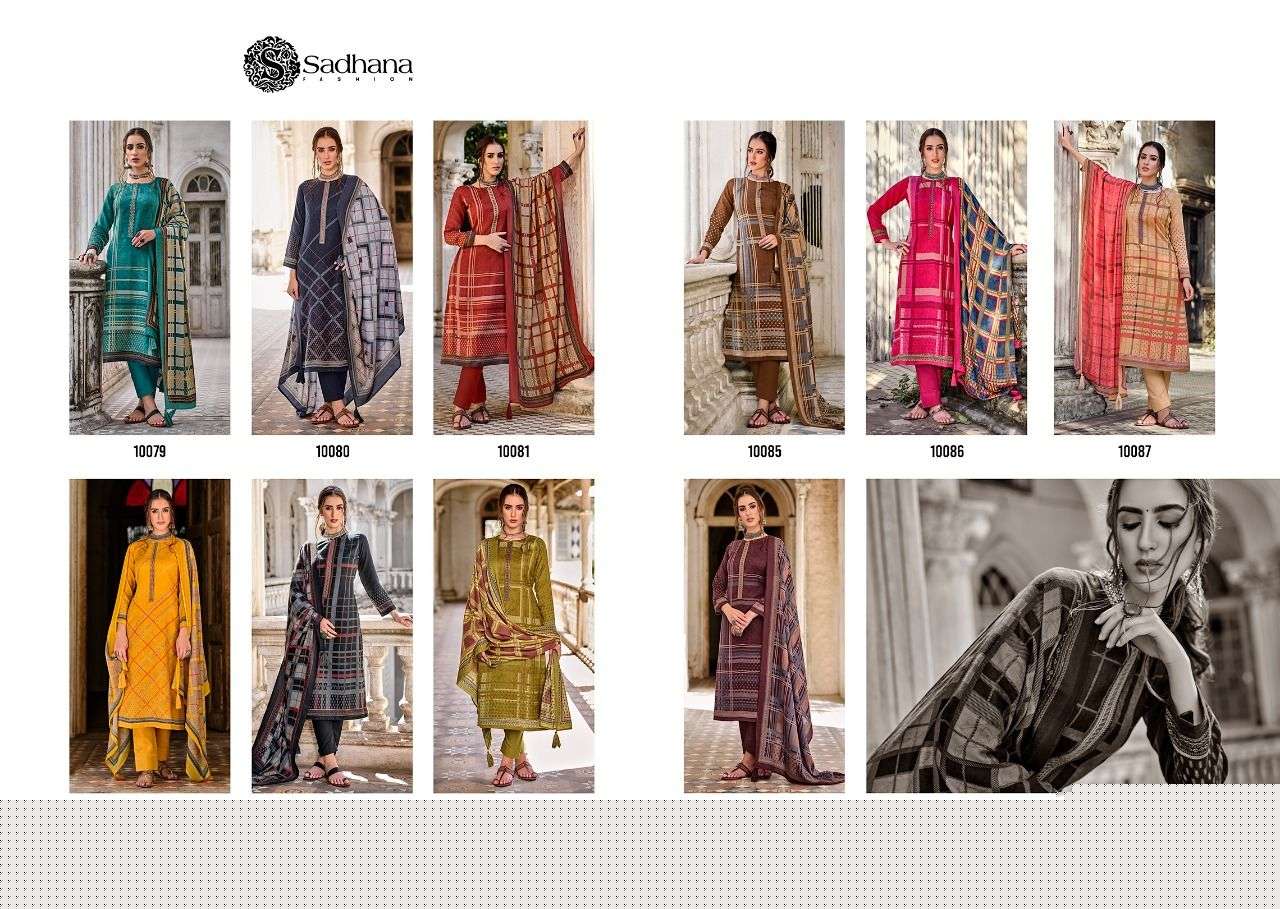 SAFIYAH BY SADHANA FASHION 10079 TO 10088 SERIES BEAUTIFUL STYLISH SHARARA SUITS FANCY COLORFUL CASUAL WEAR & ETHNIC WEAR & READY TO WEAR PURE PASHMINA PRINTED DRESSES AT WHOLESALE PRICE