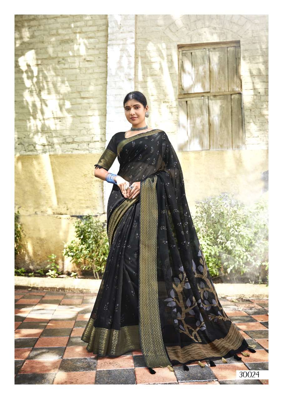 RAJKUMARI VOL-2 BY TRIVENI 30021 TO 30028 SERIES INDIAN TRADITIONAL WEAR COLLECTION BEAUTIFUL STYLISH FANCY COLORFUL PARTY WEAR & OCCASIONAL WEAR COTTON LINEN PRINT SAREES AT WHOLESALE PRICE