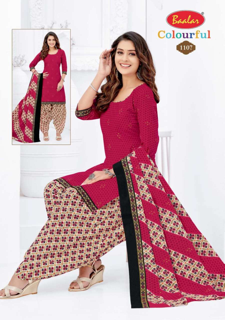 COLOURFUL VOL-11 BY BAALAR 1107 TO 1146 SERIES BEAUTIFUL STYLISH SUITS FANCY COLORFUL CASUAL WEAR & ETHNIC WEAR & READY TO WEAR PURE COTTON DRESSES AT WHOLESALE PRICE