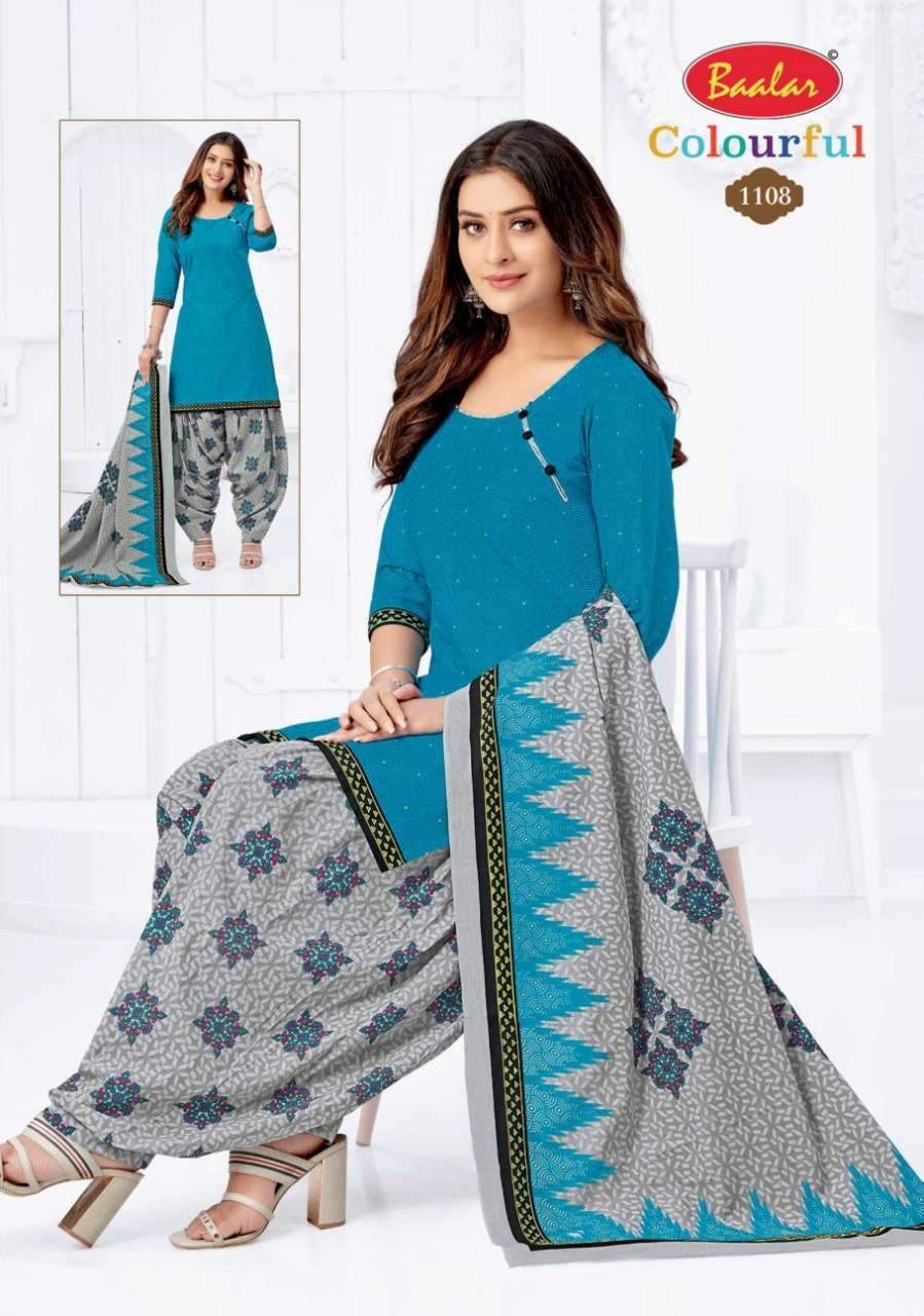COLOURFUL VOL-11 BY BAALAR 1107 TO 1146 SERIES BEAUTIFUL STYLISH SUITS FANCY COLORFUL CASUAL WEAR & ETHNIC WEAR & READY TO WEAR PURE COTTON DRESSES AT WHOLESALE PRICE