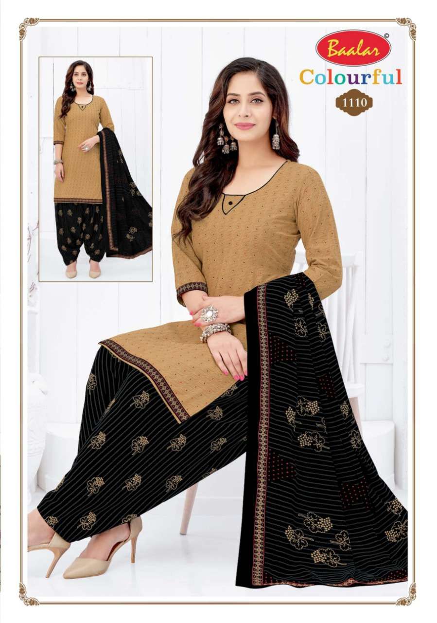 COLOURFUL VOL-11 BY BAALAR 1107 TO 1146 SERIES BEAUTIFUL STYLISH SUITS FANCY COLORFUL CASUAL WEAR & ETHNIC WEAR & READY TO WEAR PURE COTTON DRESSES AT WHOLESALE PRICE