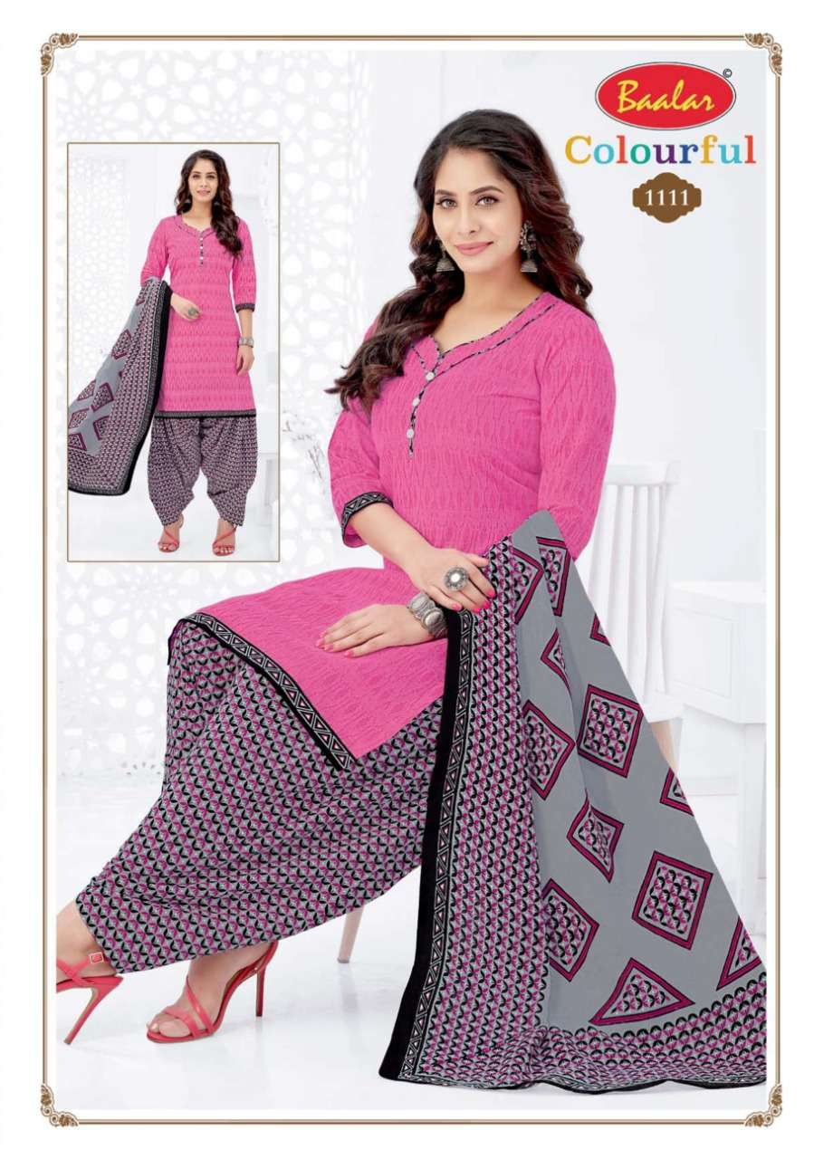 COLOURFUL VOL-11 BY BAALAR 1107 TO 1146 SERIES BEAUTIFUL STYLISH SUITS FANCY COLORFUL CASUAL WEAR & ETHNIC WEAR & READY TO WEAR PURE COTTON DRESSES AT WHOLESALE PRICE