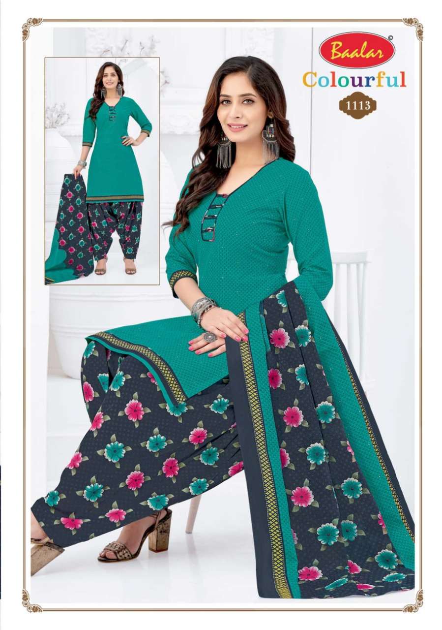 COLOURFUL VOL-11 BY BAALAR 1107 TO 1146 SERIES BEAUTIFUL STYLISH SUITS FANCY COLORFUL CASUAL WEAR & ETHNIC WEAR & READY TO WEAR PURE COTTON DRESSES AT WHOLESALE PRICE