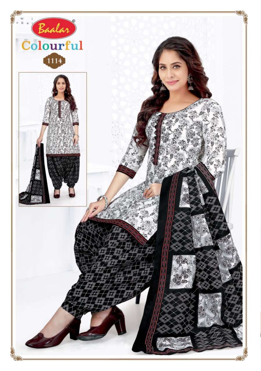 COLOURFUL VOL-11 BY BAALAR 1107 TO 1146 SERIES BEAUTIFUL STYLISH SUITS FANCY COLORFUL CASUAL WEAR & ETHNIC WEAR & READY TO WEAR PURE COTTON DRESSES AT WHOLESALE PRICE