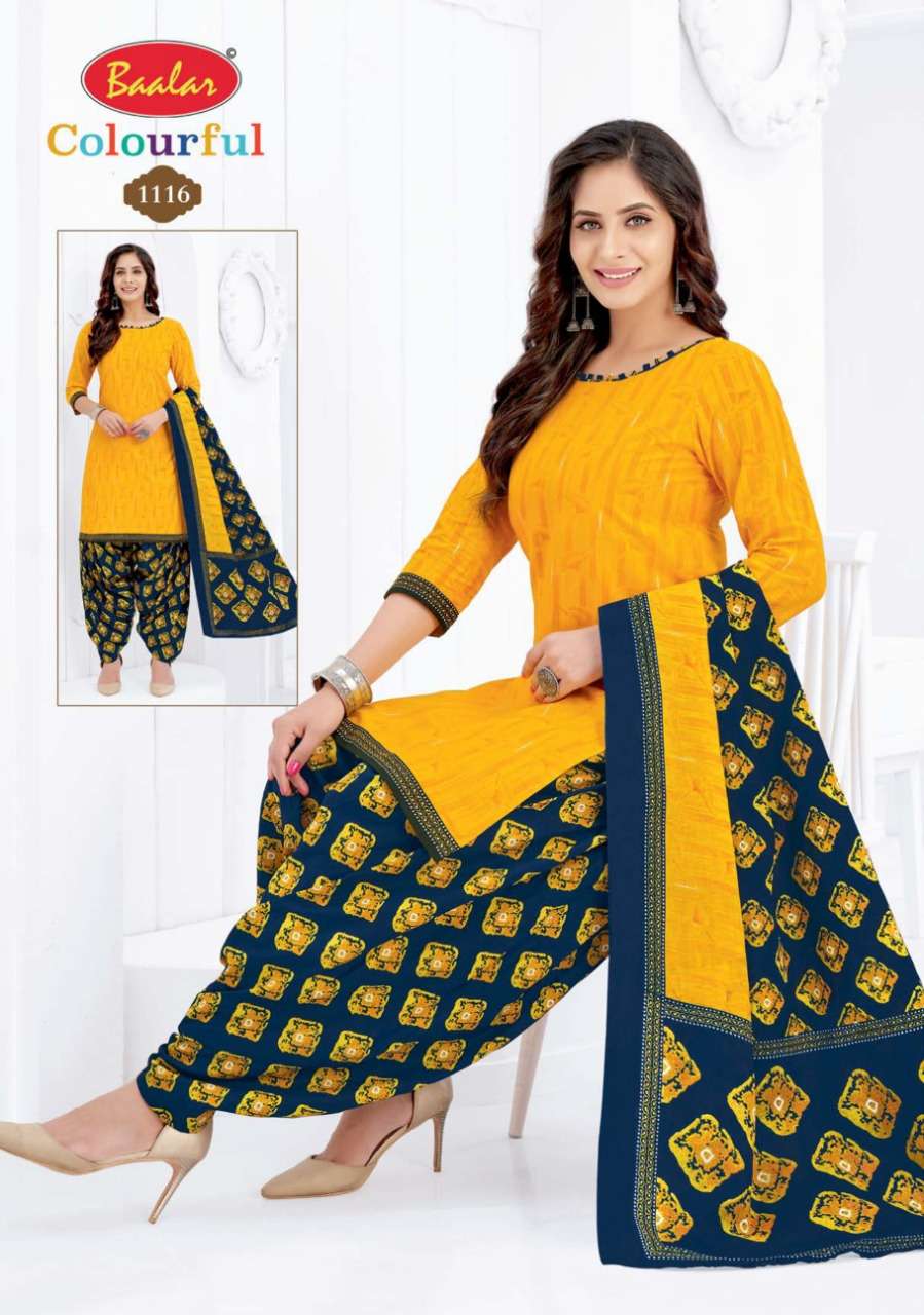 COLOURFUL VOL-11 BY BAALAR 1107 TO 1146 SERIES BEAUTIFUL STYLISH SUITS FANCY COLORFUL CASUAL WEAR & ETHNIC WEAR & READY TO WEAR PURE COTTON DRESSES AT WHOLESALE PRICE
