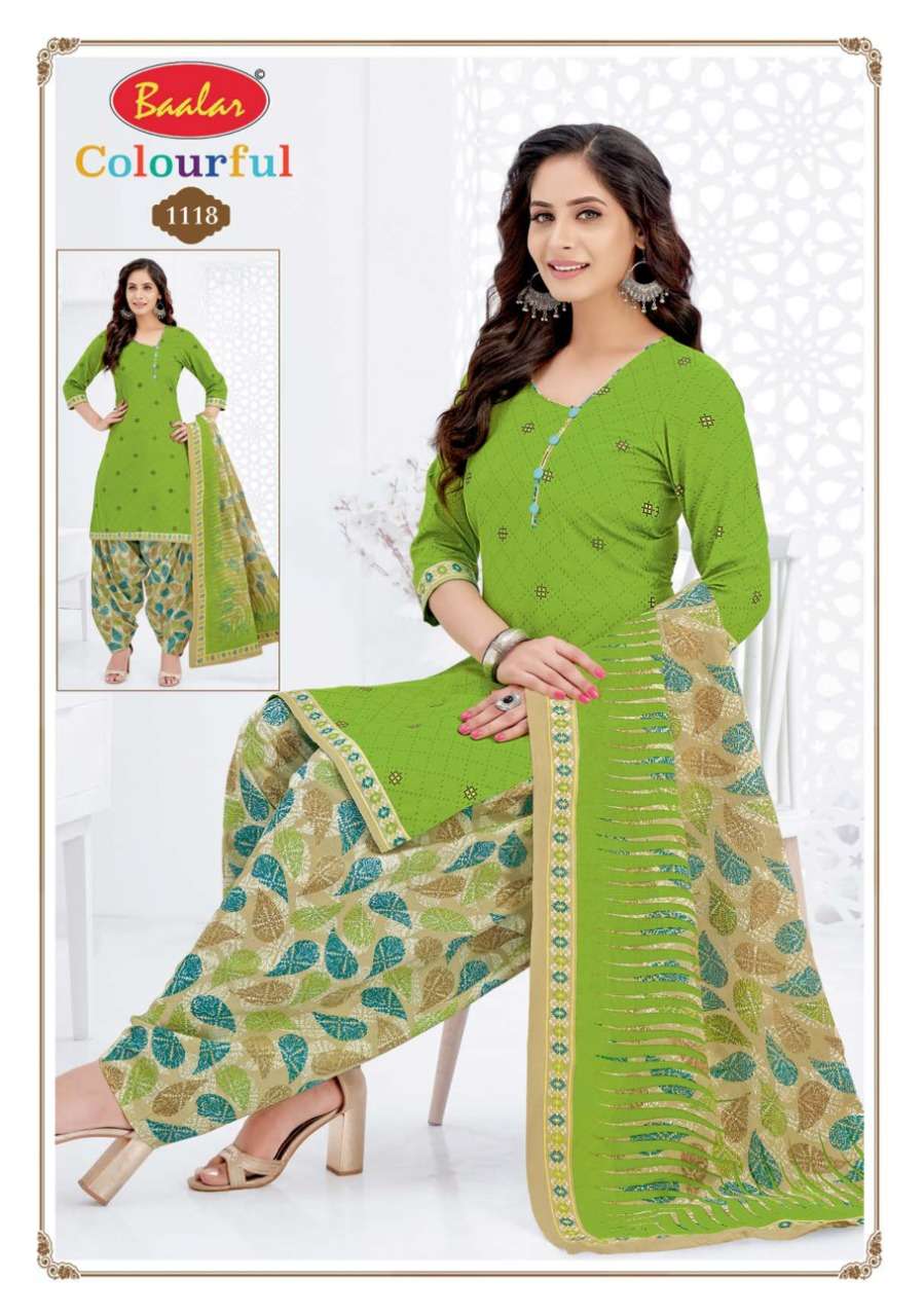 COLOURFUL VOL-11 BY BAALAR 1107 TO 1146 SERIES BEAUTIFUL STYLISH SUITS FANCY COLORFUL CASUAL WEAR & ETHNIC WEAR & READY TO WEAR PURE COTTON DRESSES AT WHOLESALE PRICE