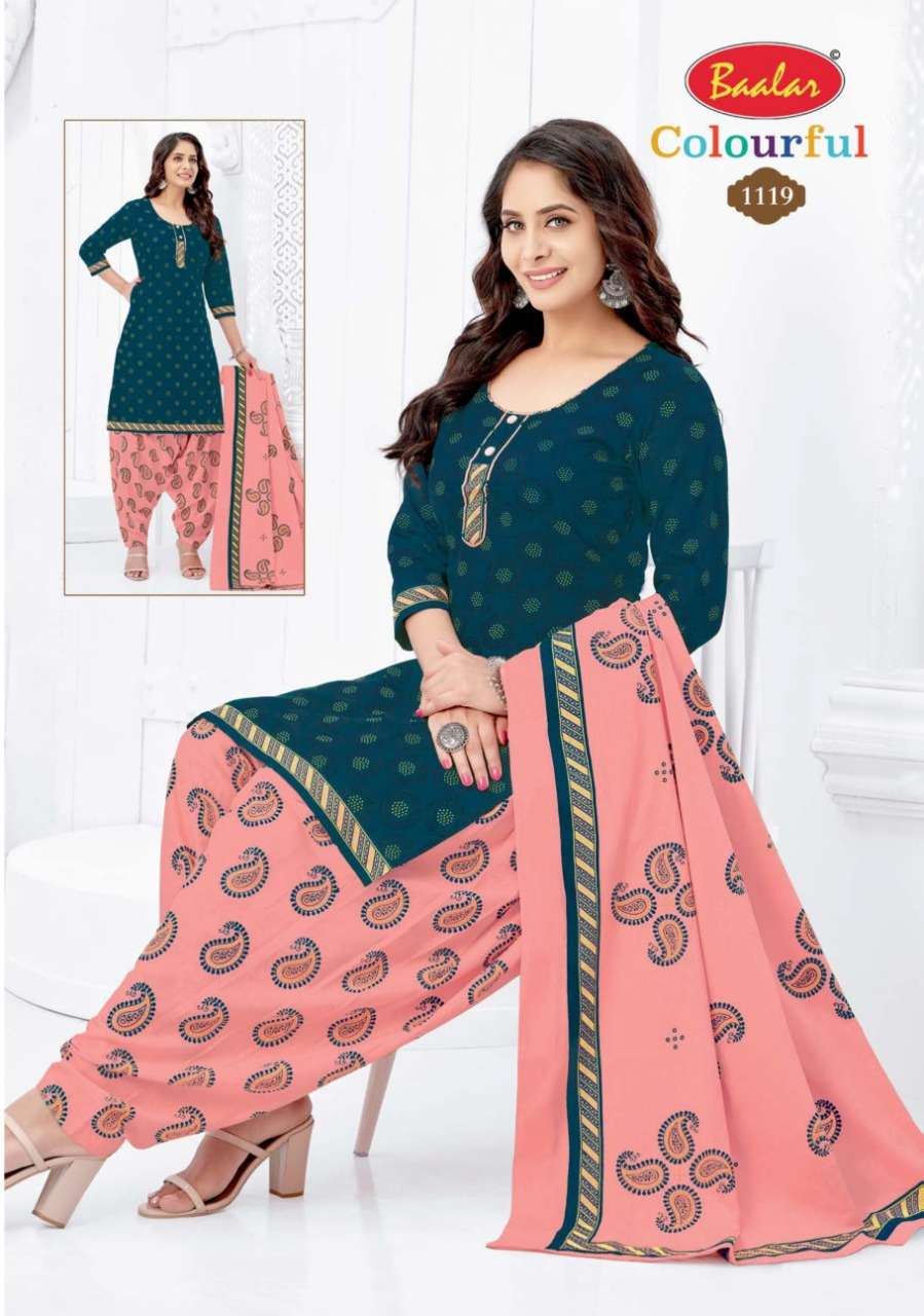 COLOURFUL VOL-11 BY BAALAR 1107 TO 1146 SERIES BEAUTIFUL STYLISH SUITS FANCY COLORFUL CASUAL WEAR & ETHNIC WEAR & READY TO WEAR PURE COTTON DRESSES AT WHOLESALE PRICE