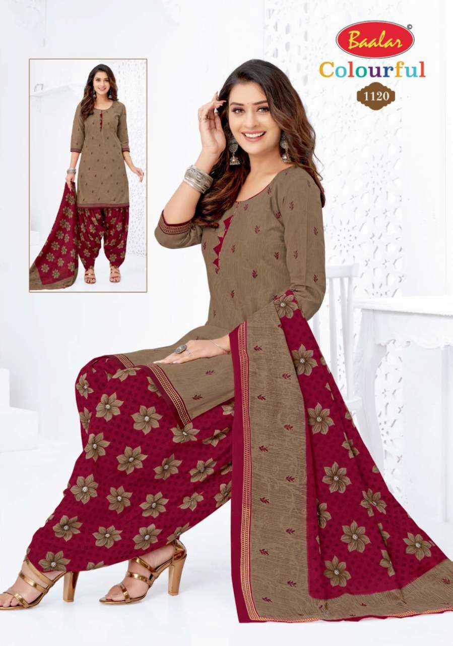COLOURFUL VOL-11 BY BAALAR 1107 TO 1146 SERIES BEAUTIFUL STYLISH SUITS FANCY COLORFUL CASUAL WEAR & ETHNIC WEAR & READY TO WEAR PURE COTTON DRESSES AT WHOLESALE PRICE