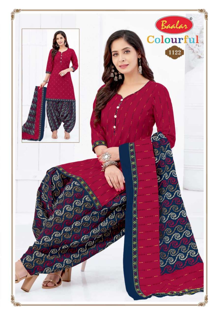 COLOURFUL VOL-11 BY BAALAR 1107 TO 1146 SERIES BEAUTIFUL STYLISH SUITS FANCY COLORFUL CASUAL WEAR & ETHNIC WEAR & READY TO WEAR PURE COTTON DRESSES AT WHOLESALE PRICE