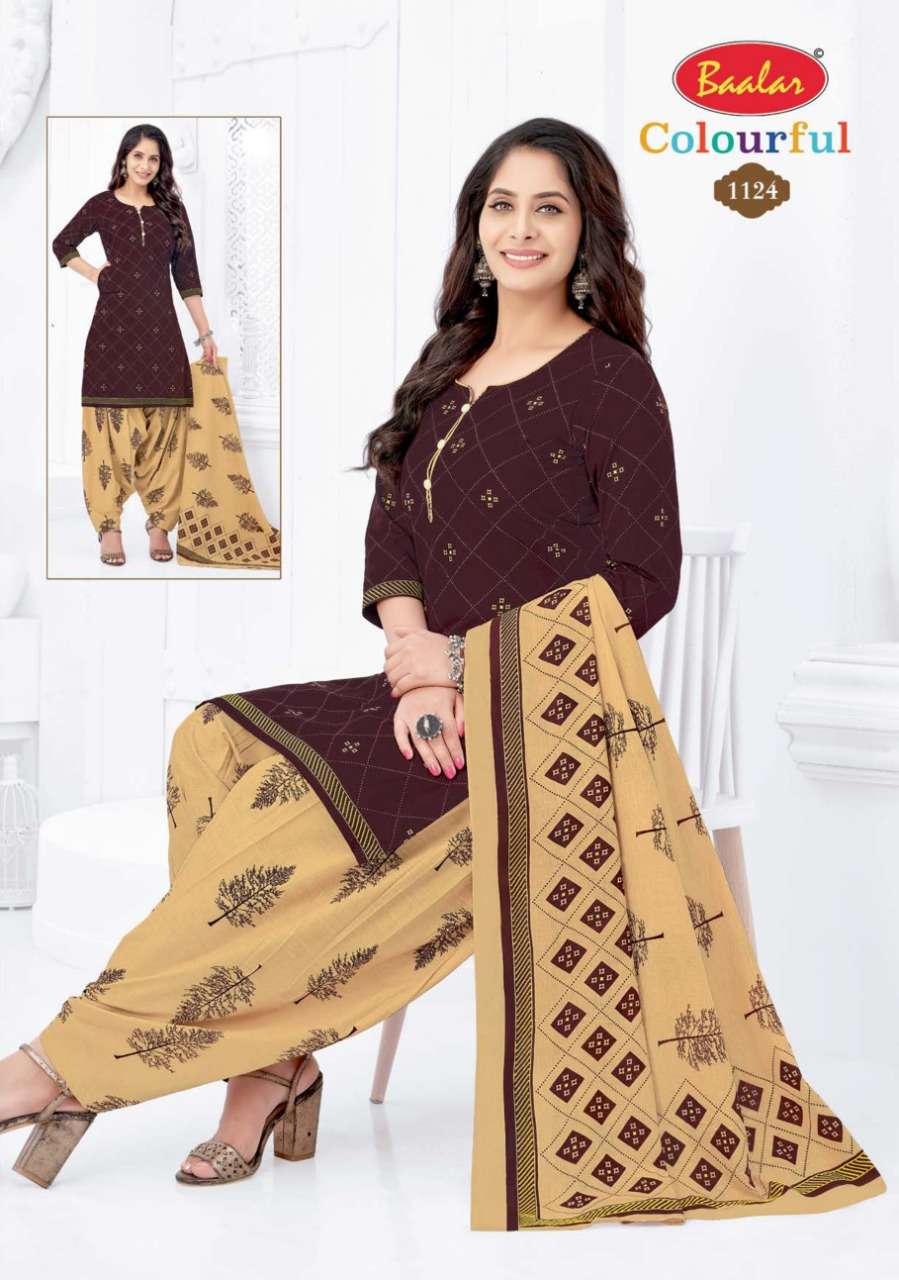 COLOURFUL VOL-11 BY BAALAR 1107 TO 1146 SERIES BEAUTIFUL STYLISH SUITS FANCY COLORFUL CASUAL WEAR & ETHNIC WEAR & READY TO WEAR PURE COTTON DRESSES AT WHOLESALE PRICE