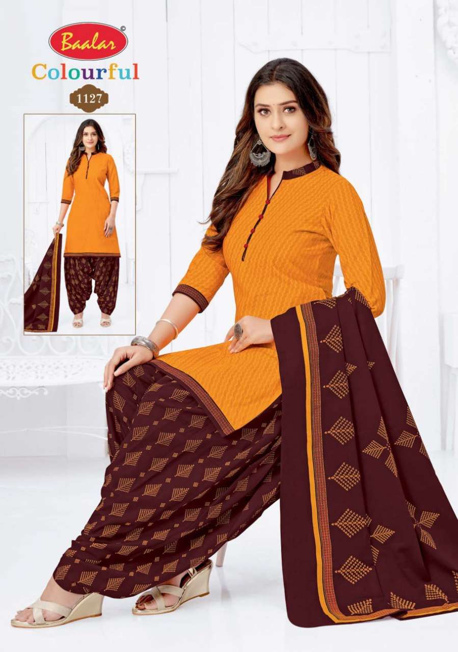 COLOURFUL VOL-11 BY BAALAR 1107 TO 1146 SERIES BEAUTIFUL STYLISH SUITS FANCY COLORFUL CASUAL WEAR & ETHNIC WEAR & READY TO WEAR PURE COTTON DRESSES AT WHOLESALE PRICE