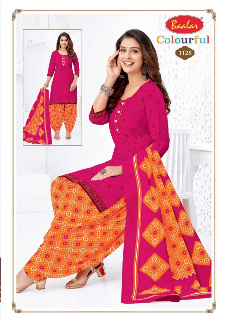 COLOURFUL VOL-11 BY BAALAR 1107 TO 1146 SERIES BEAUTIFUL STYLISH SUITS FANCY COLORFUL CASUAL WEAR & ETHNIC WEAR & READY TO WEAR PURE COTTON DRESSES AT WHOLESALE PRICE