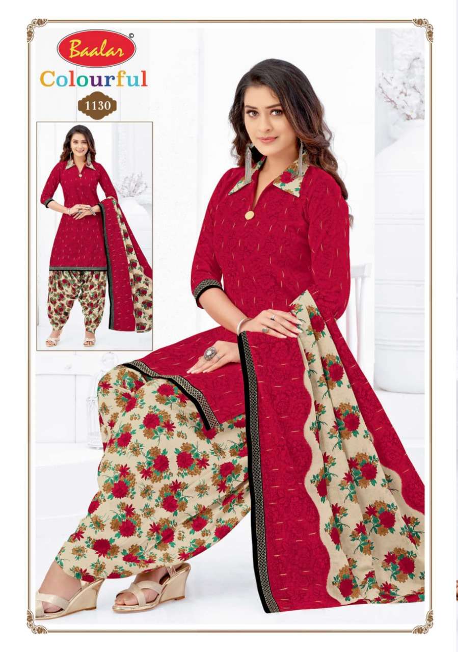 COLOURFUL VOL-11 BY BAALAR 1107 TO 1146 SERIES BEAUTIFUL STYLISH SUITS FANCY COLORFUL CASUAL WEAR & ETHNIC WEAR & READY TO WEAR PURE COTTON DRESSES AT WHOLESALE PRICE