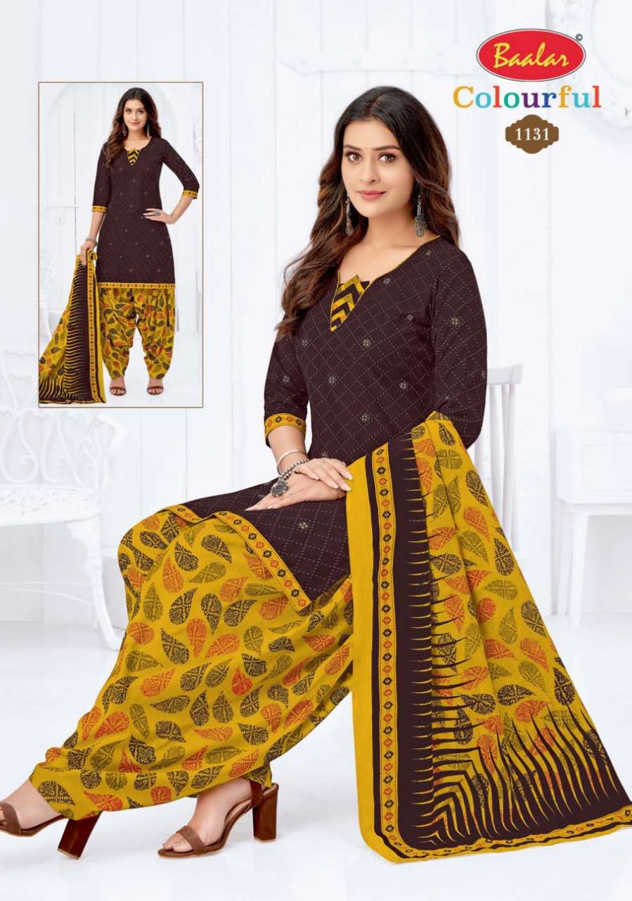 COLOURFUL VOL-11 BY BAALAR 1107 TO 1146 SERIES BEAUTIFUL STYLISH SUITS FANCY COLORFUL CASUAL WEAR & ETHNIC WEAR & READY TO WEAR PURE COTTON DRESSES AT WHOLESALE PRICE