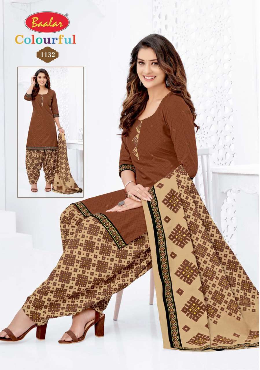 COLOURFUL VOL-11 BY BAALAR 1107 TO 1146 SERIES BEAUTIFUL STYLISH SUITS FANCY COLORFUL CASUAL WEAR & ETHNIC WEAR & READY TO WEAR PURE COTTON DRESSES AT WHOLESALE PRICE