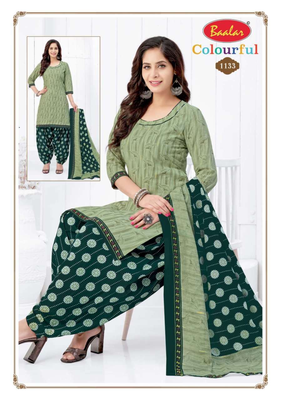 COLOURFUL VOL-11 BY BAALAR 1107 TO 1146 SERIES BEAUTIFUL STYLISH SUITS FANCY COLORFUL CASUAL WEAR & ETHNIC WEAR & READY TO WEAR PURE COTTON DRESSES AT WHOLESALE PRICE
