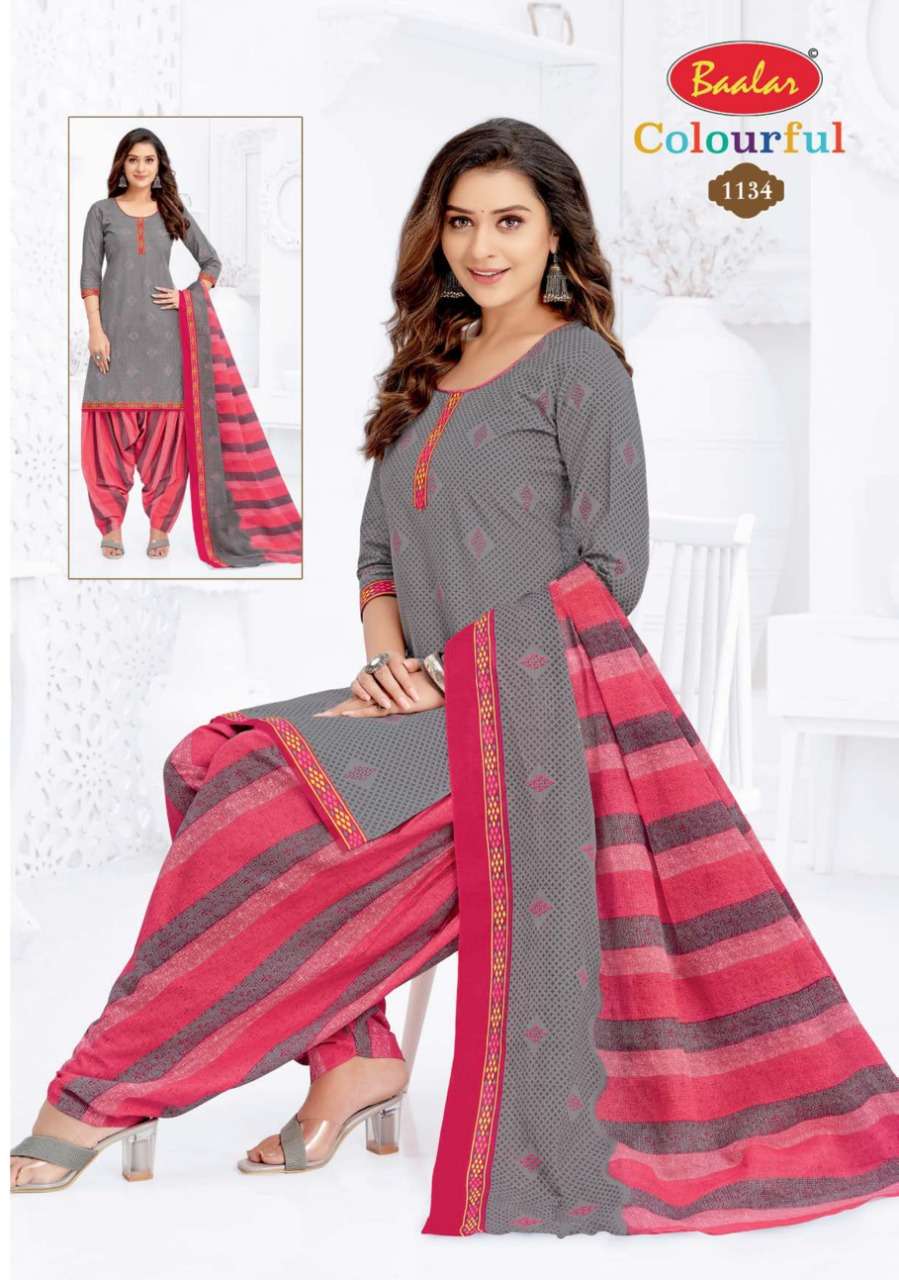 COLOURFUL VOL-11 BY BAALAR 1107 TO 1146 SERIES BEAUTIFUL STYLISH SUITS FANCY COLORFUL CASUAL WEAR & ETHNIC WEAR & READY TO WEAR PURE COTTON DRESSES AT WHOLESALE PRICE