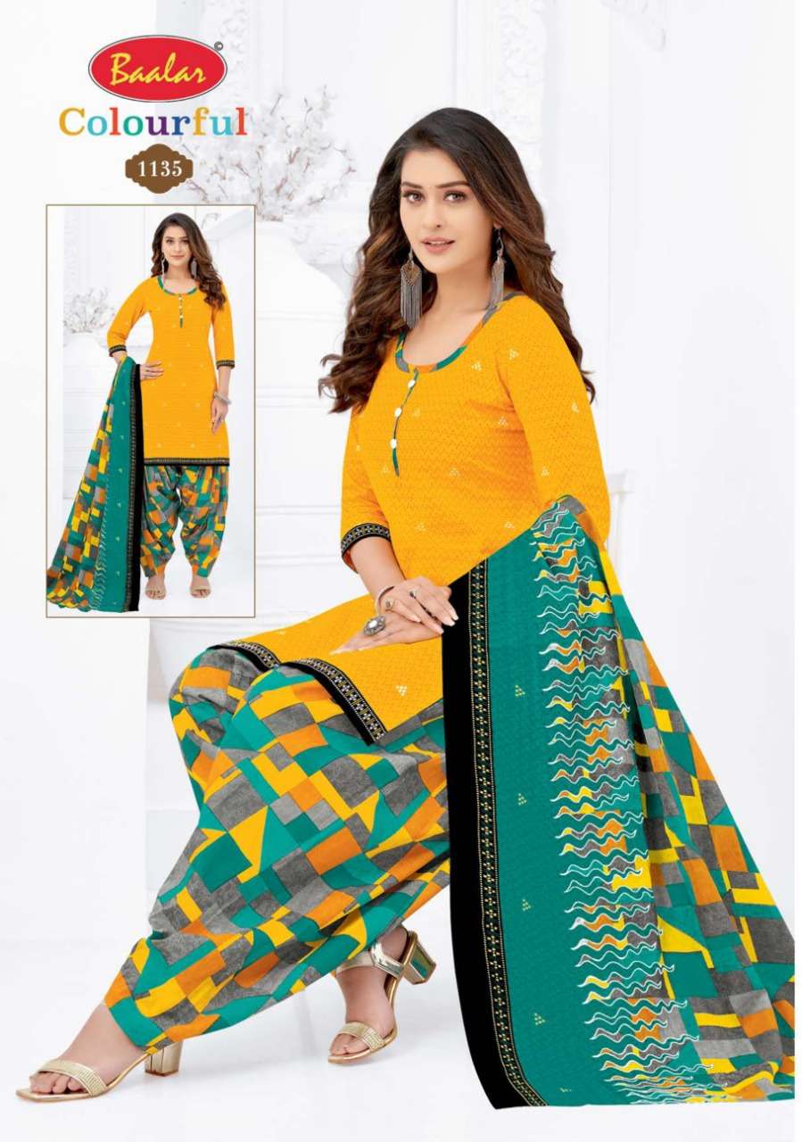 COLOURFUL VOL-11 BY BAALAR 1107 TO 1146 SERIES BEAUTIFUL STYLISH SUITS FANCY COLORFUL CASUAL WEAR & ETHNIC WEAR & READY TO WEAR PURE COTTON DRESSES AT WHOLESALE PRICE