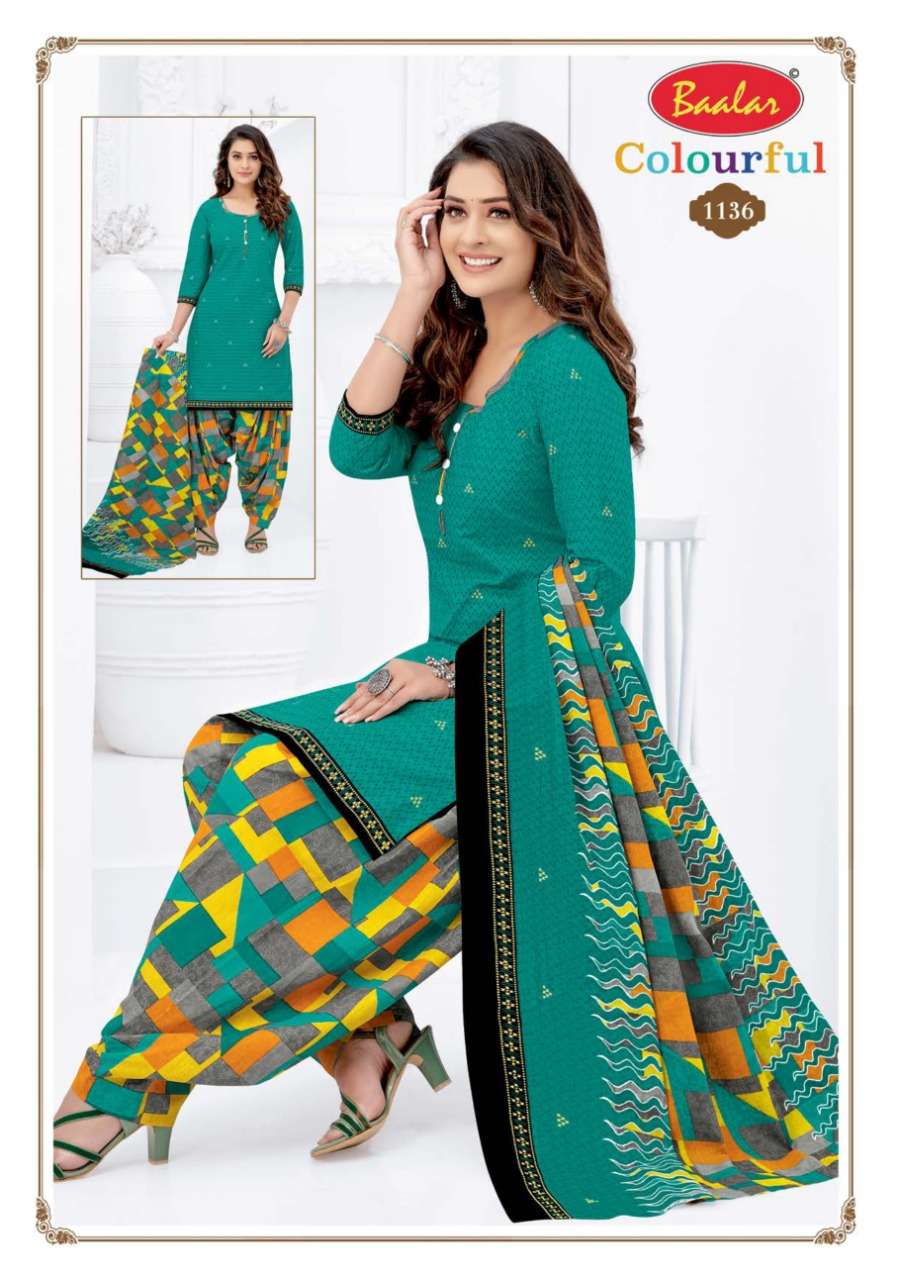 COLOURFUL VOL-11 BY BAALAR 1107 TO 1146 SERIES BEAUTIFUL STYLISH SUITS FANCY COLORFUL CASUAL WEAR & ETHNIC WEAR & READY TO WEAR PURE COTTON DRESSES AT WHOLESALE PRICE