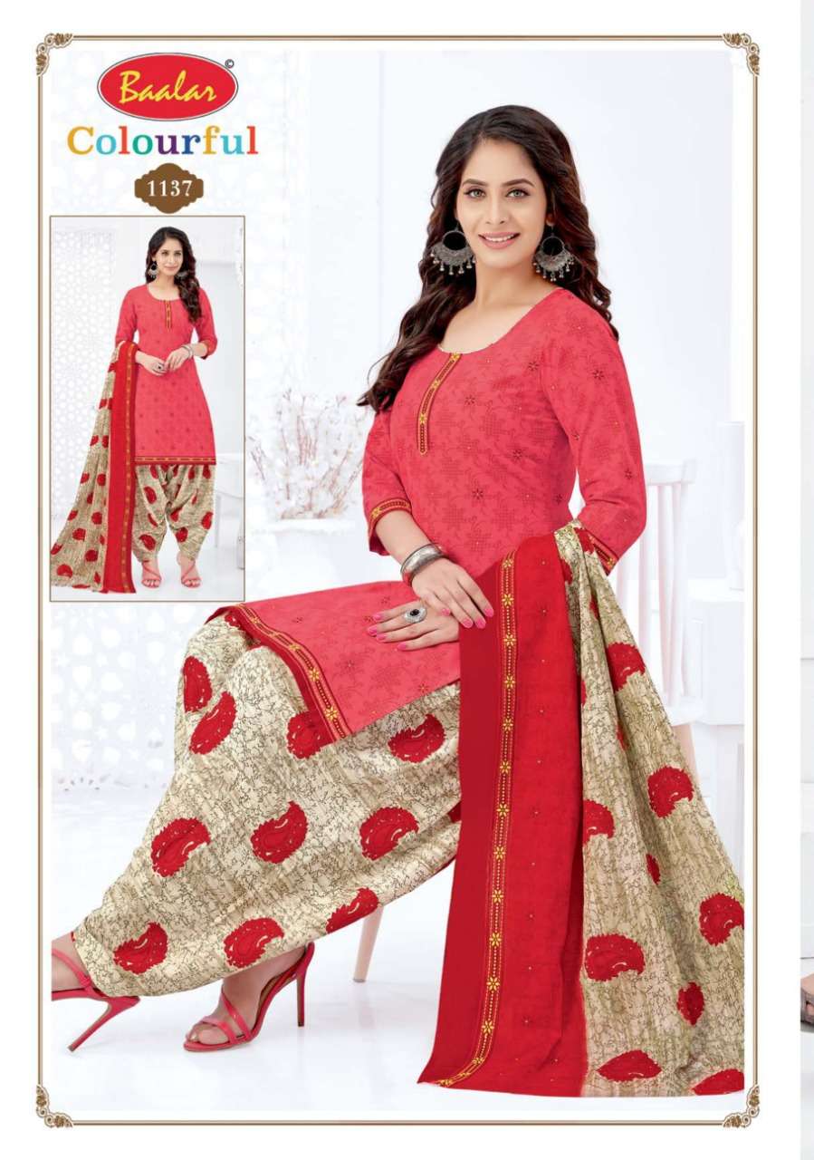COLOURFUL VOL-11 BY BAALAR 1107 TO 1146 SERIES BEAUTIFUL STYLISH SUITS FANCY COLORFUL CASUAL WEAR & ETHNIC WEAR & READY TO WEAR PURE COTTON DRESSES AT WHOLESALE PRICE