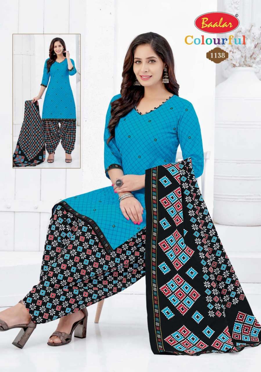 COLOURFUL VOL-11 BY BAALAR 1107 TO 1146 SERIES BEAUTIFUL STYLISH SUITS FANCY COLORFUL CASUAL WEAR & ETHNIC WEAR & READY TO WEAR PURE COTTON DRESSES AT WHOLESALE PRICE