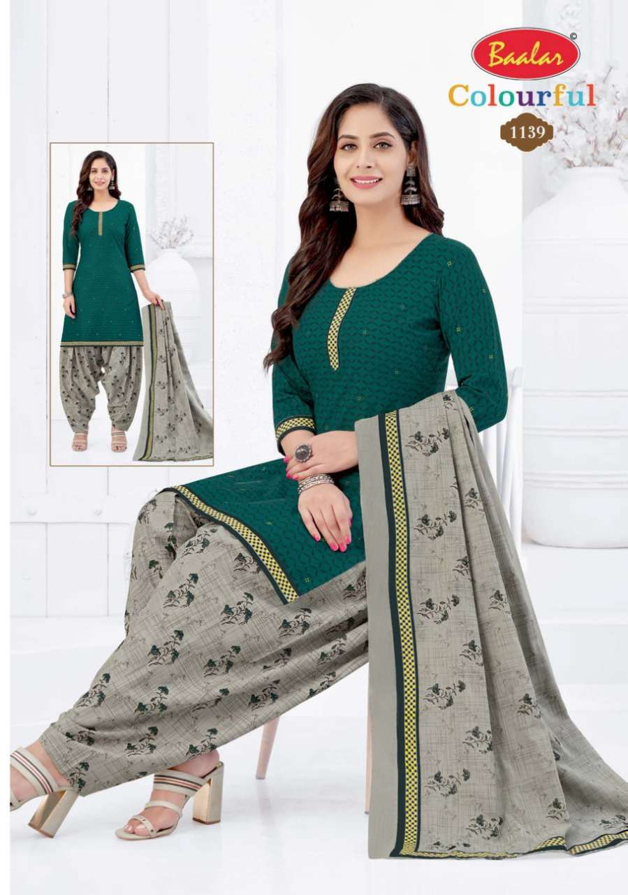 COLOURFUL VOL-11 BY BAALAR 1107 TO 1146 SERIES BEAUTIFUL STYLISH SUITS FANCY COLORFUL CASUAL WEAR & ETHNIC WEAR & READY TO WEAR PURE COTTON DRESSES AT WHOLESALE PRICE