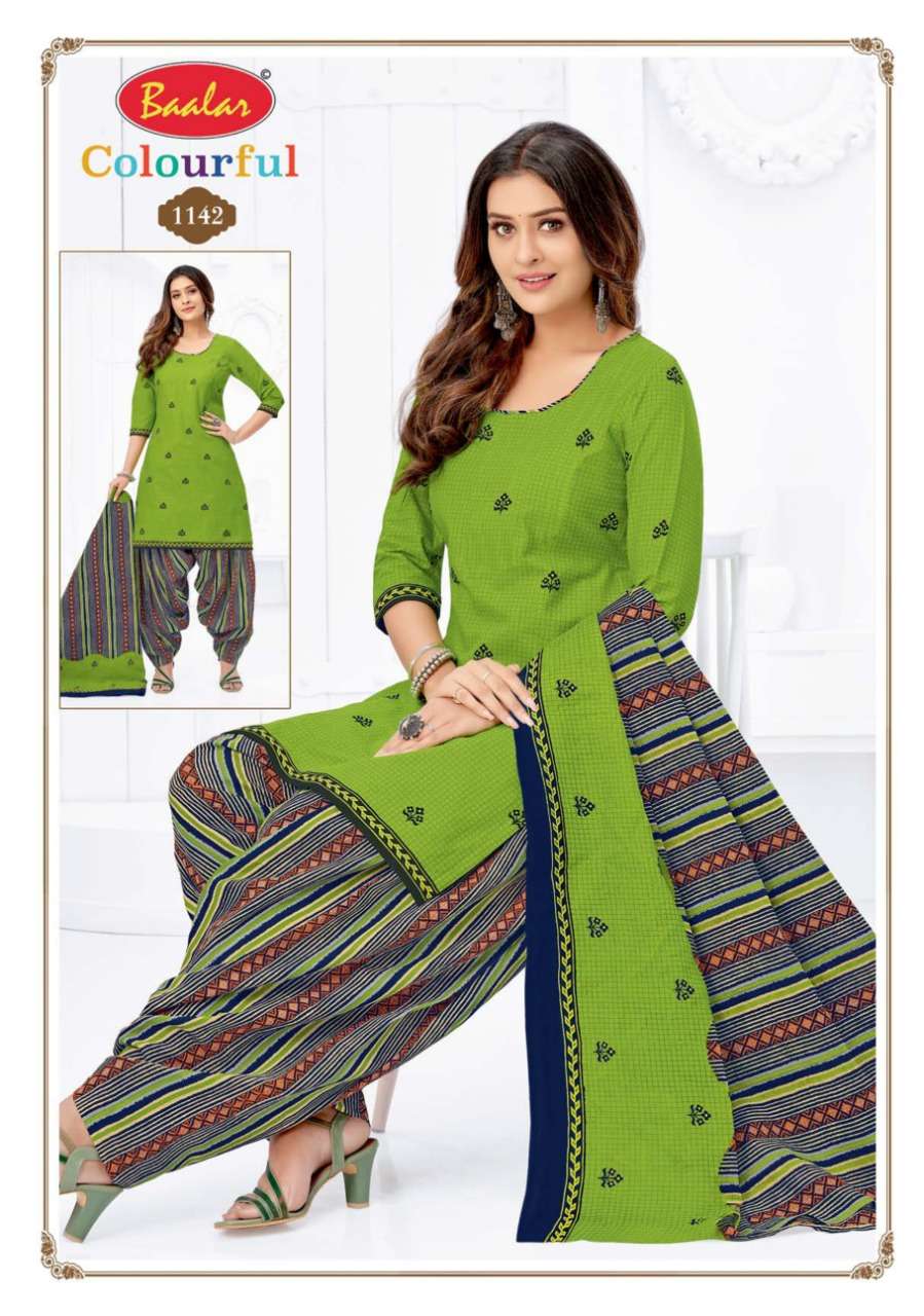 COLOURFUL VOL-11 BY BAALAR 1107 TO 1146 SERIES BEAUTIFUL STYLISH SUITS FANCY COLORFUL CASUAL WEAR & ETHNIC WEAR & READY TO WEAR PURE COTTON DRESSES AT WHOLESALE PRICE