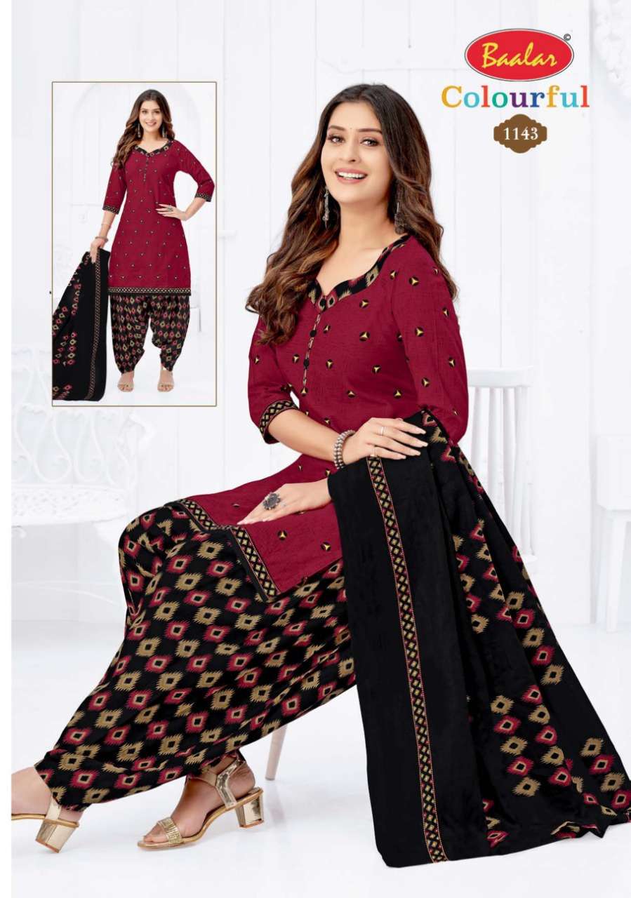 COLOURFUL VOL-11 BY BAALAR 1107 TO 1146 SERIES BEAUTIFUL STYLISH SUITS FANCY COLORFUL CASUAL WEAR & ETHNIC WEAR & READY TO WEAR PURE COTTON DRESSES AT WHOLESALE PRICE