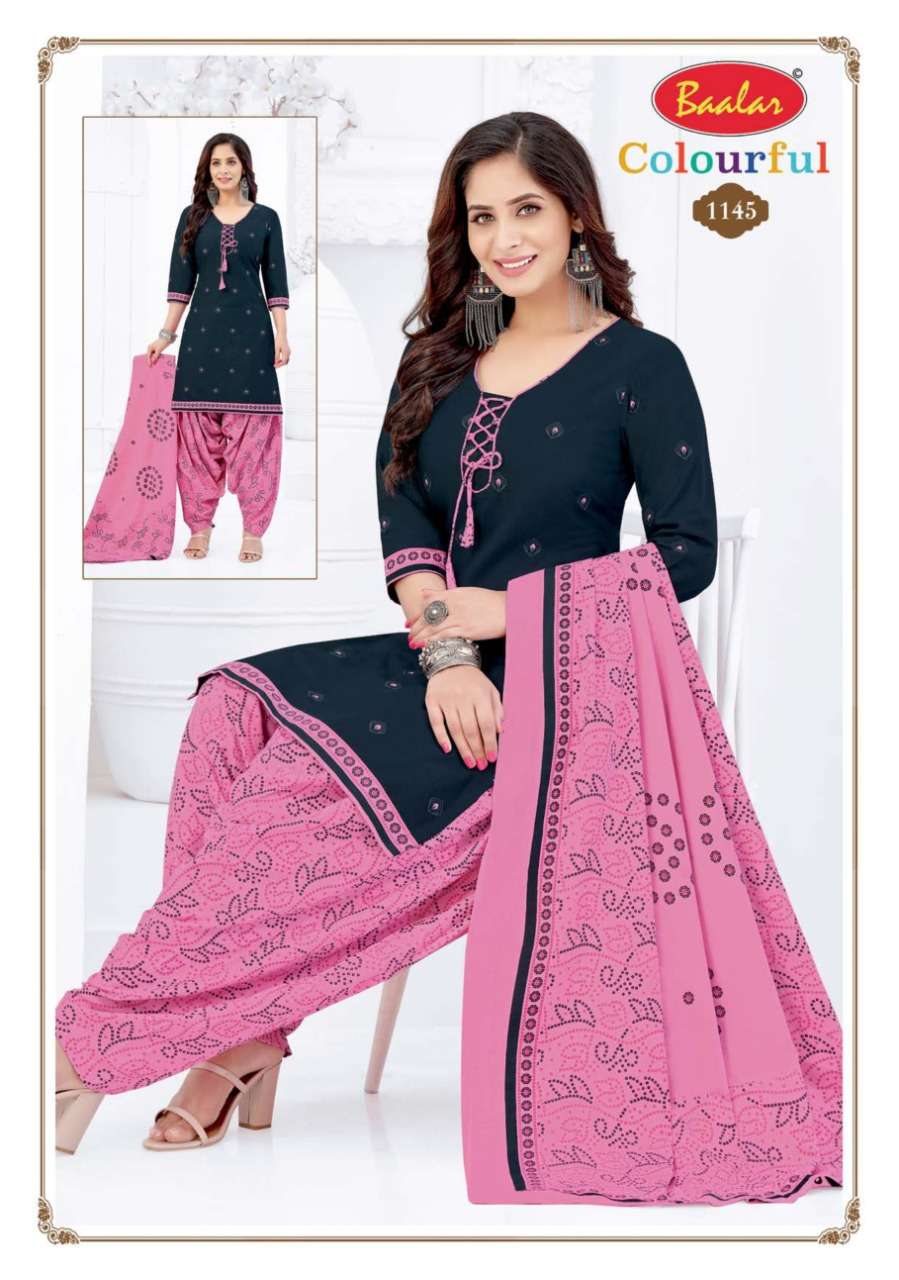 COLOURFUL VOL-11 BY BAALAR 1107 TO 1146 SERIES BEAUTIFUL STYLISH SUITS FANCY COLORFUL CASUAL WEAR & ETHNIC WEAR & READY TO WEAR PURE COTTON DRESSES AT WHOLESALE PRICE
