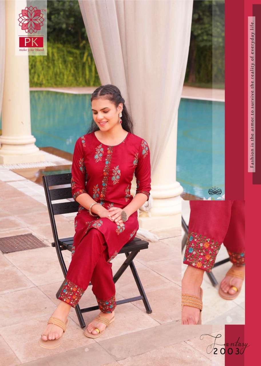 FASHION FANTASY VOL-2 BY PK 2001 TO 2008 SERIES BEAUTIFUL STYLISH FANCY COLORFUL CASUAL WEAR & ETHNIC WEAR HEAVY COTTON PRINT WITH WORK KURTIS WITH BOTTOM AT WHOLESALE PRICE