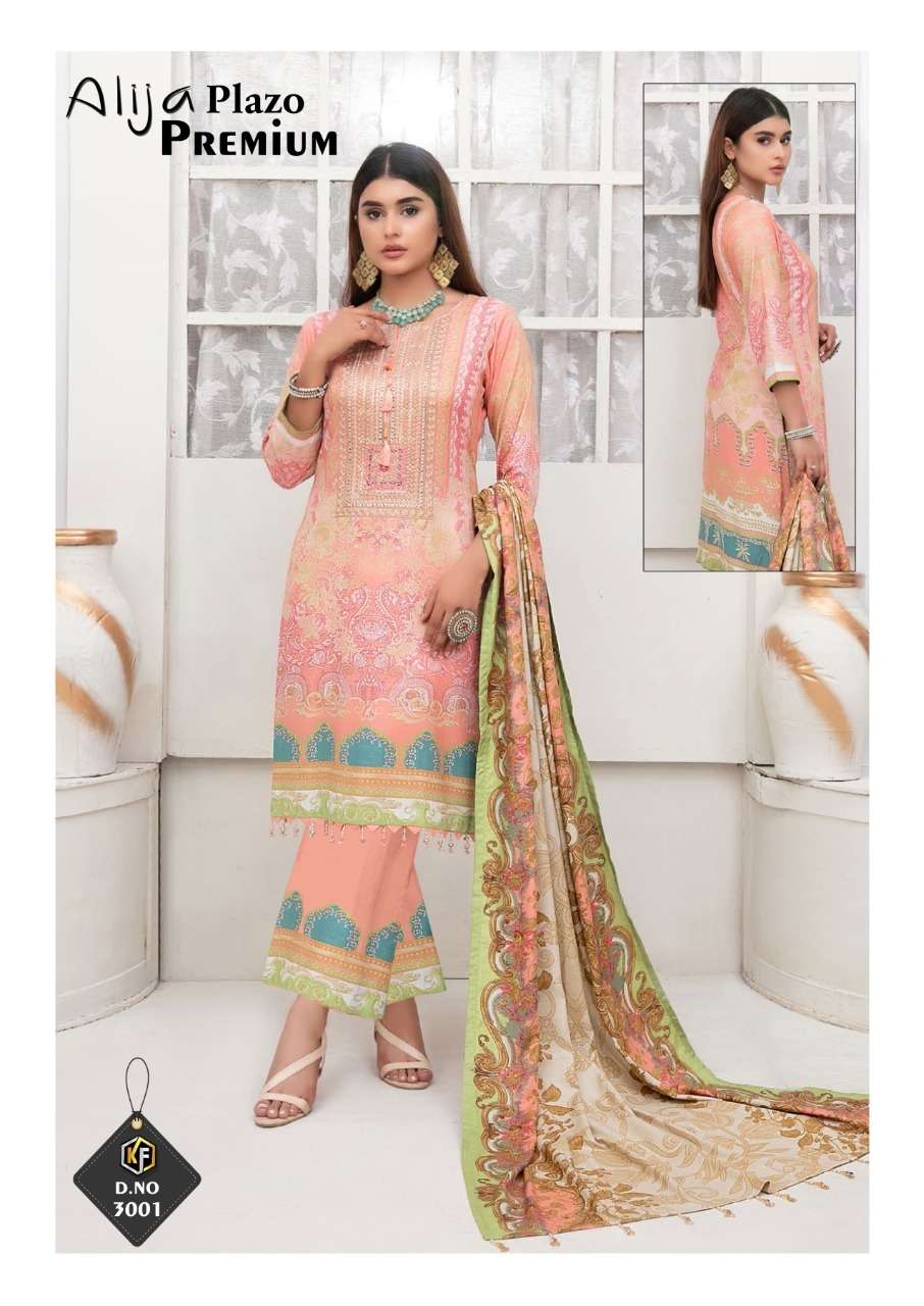 ALIJA PLAZO PREMIUM VOL-3 BY KEVAL FAB 3001 TO 3006 SERIES BEAUTIFUL SUITS COLORFUL STYLISH FANCY CASUAL WEAR & ETHNIC WEAR HEAVY COTTON PRINT DRESSES AT WHOLESALE PRICE