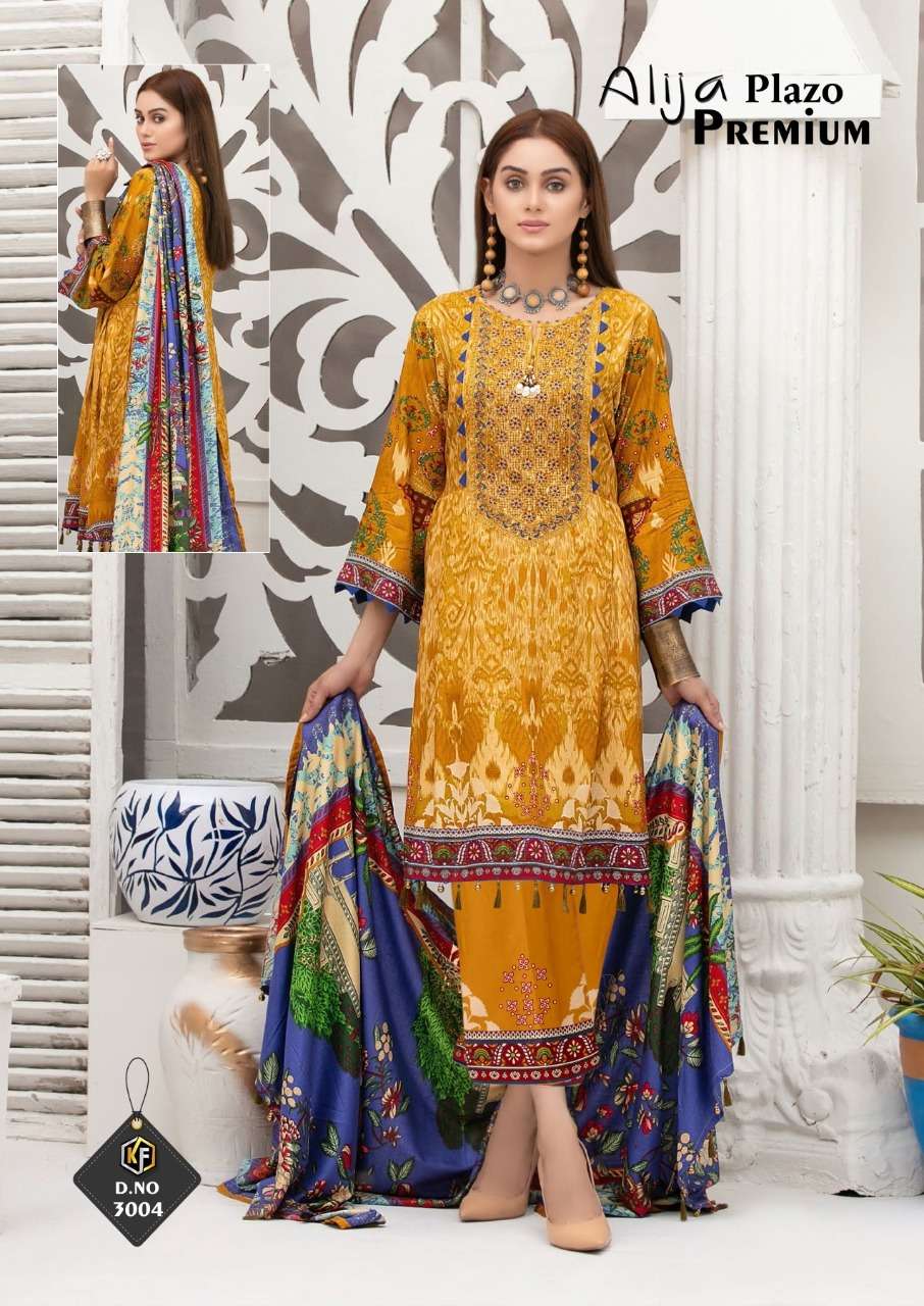 ALIJA PLAZO PREMIUM VOL-3 BY KEVAL FAB 3001 TO 3006 SERIES BEAUTIFUL SUITS COLORFUL STYLISH FANCY CASUAL WEAR & ETHNIC WEAR HEAVY COTTON PRINT DRESSES AT WHOLESALE PRICE