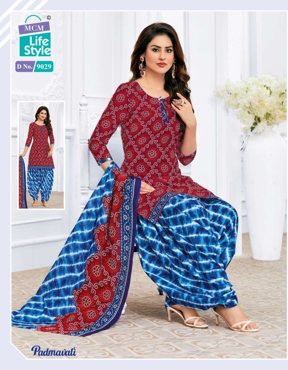 PADMAWATI VOL-2 BY MCM LIFESTYLE 9018 TO 9032 SERIES BEAUTIFUL SUITS COLORFUL STYLISH FANCY CASUAL WEAR & ETHNIC WEAR BANDHANI PRINT DRESSES AT WHOLESALE PRICE