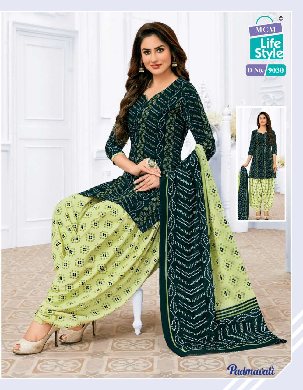 PADMAWATI VOL-2 BY MCM LIFESTYLE 9018 TO 9032 SERIES BEAUTIFUL SUITS COLORFUL STYLISH FANCY CASUAL WEAR & ETHNIC WEAR BANDHANI PRINT DRESSES AT WHOLESALE PRICE