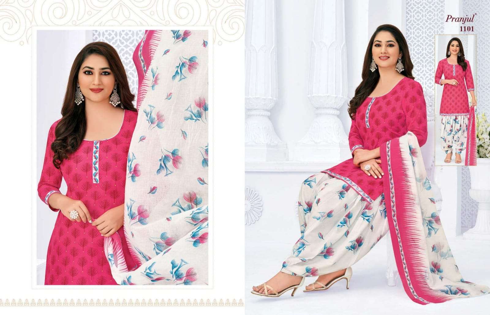PRIYANKA VOL-11 BY PRANJUL 1101 TO 1136 SERIES BEAUTIFUL SUITS STYLISH FANCY COLORFUL CASUAL WEAR & ETHNIC WEAR PURE COTTON PRINTED DRESSES AT WHOLESALE PRICE