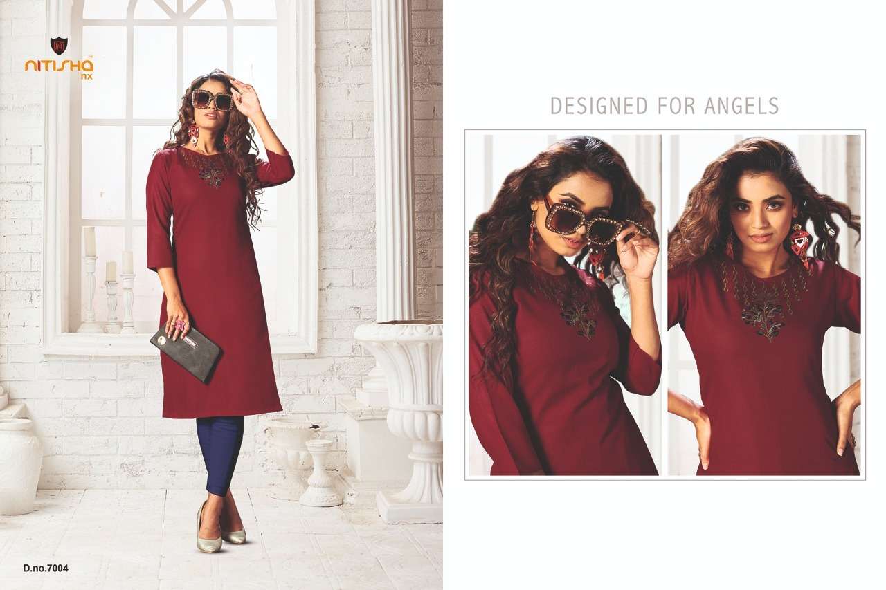 VIVA VOL-7 BY NITISHA NX 7001 TO 7010 SERIES DESIGNER STYLISH FANCY COLORFUL BEAUTIFUL PARTY WEAR & ETHNIC WEAR COLLECTION HEAVY SOFT COTTON EMBROIDERY KURTIS AT WHOLESALE PRICE