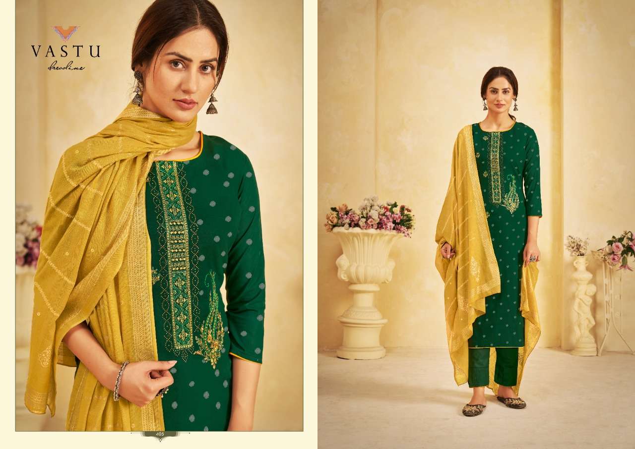 NETRA VOL-4 BY VASTU TEX 401 TO 408 SERIES BEAUTIFUL STYLISH SUITS FANCY COLORFUL CASUAL WEAR & ETHNIC WEAR & READY TO WEAR LAWN COTTON PRINT WITH WORK DRESSES AT WHOLESALE PRICE